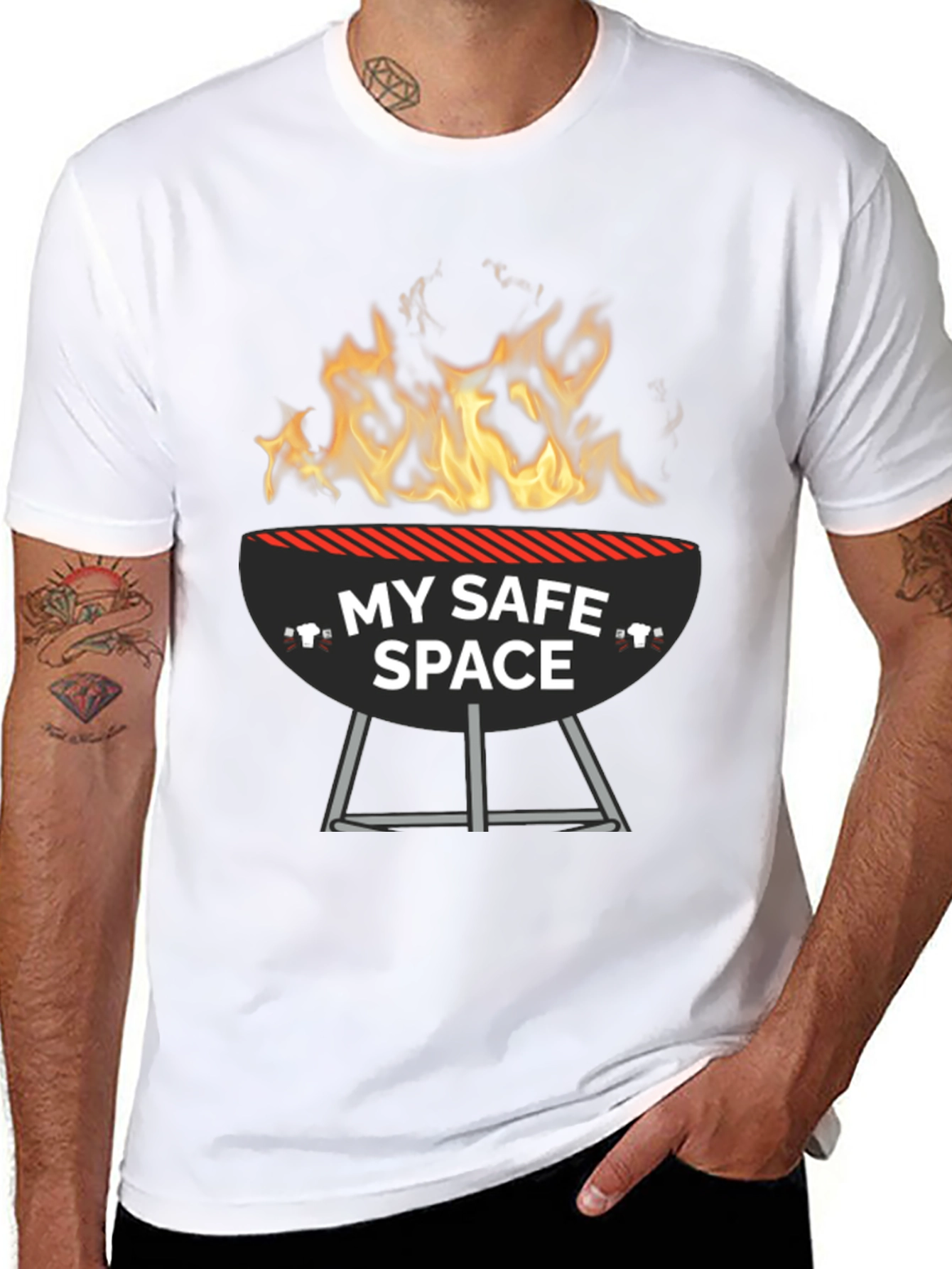 Black My Safe Space BBQ Grill Funny T-Shirt view 8