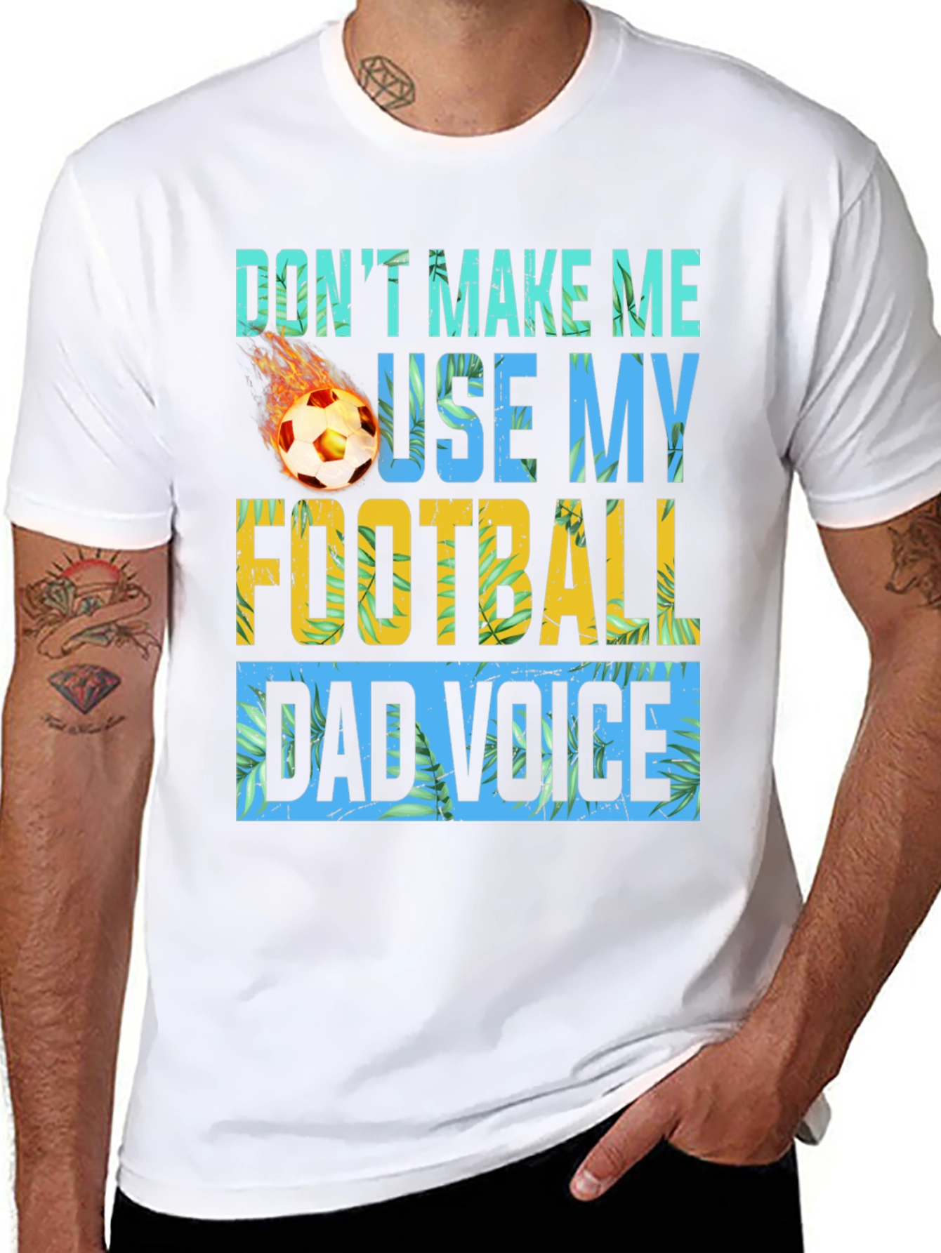 Black Funny Football Dad Voice Graphic T-Shirt view 8