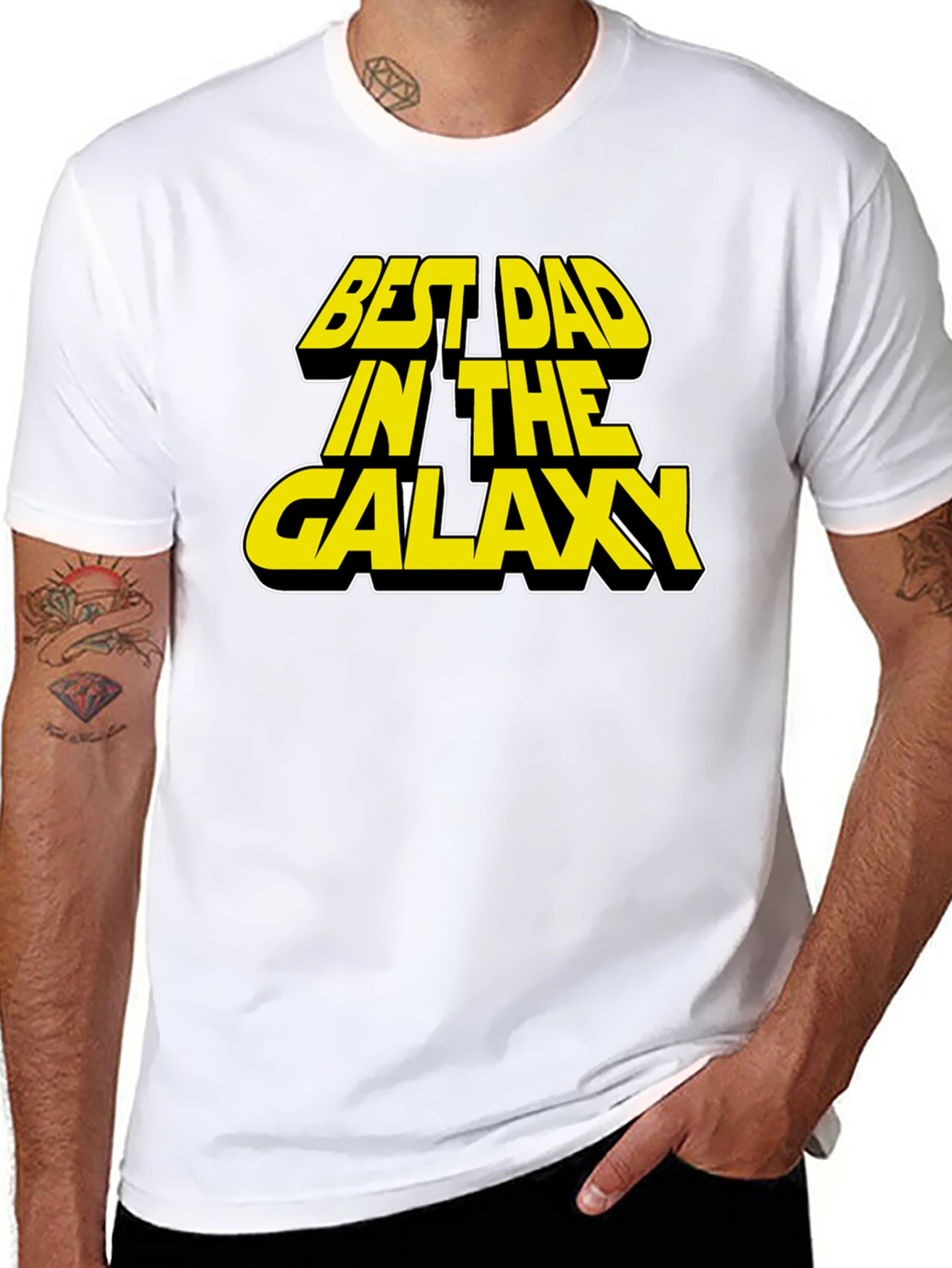 Black Best Dad in the Galaxy Black T-Shirt view 8