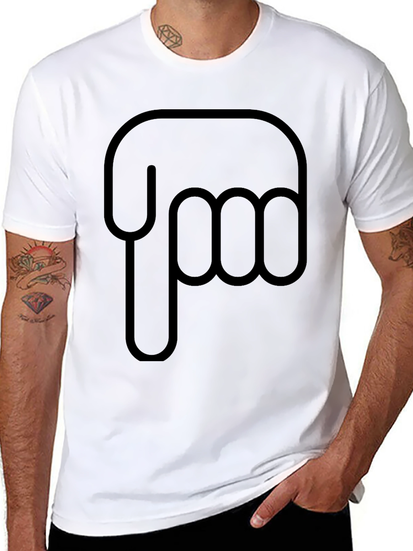 Black Pointing Finger Graphic Black T-Shirt view 8