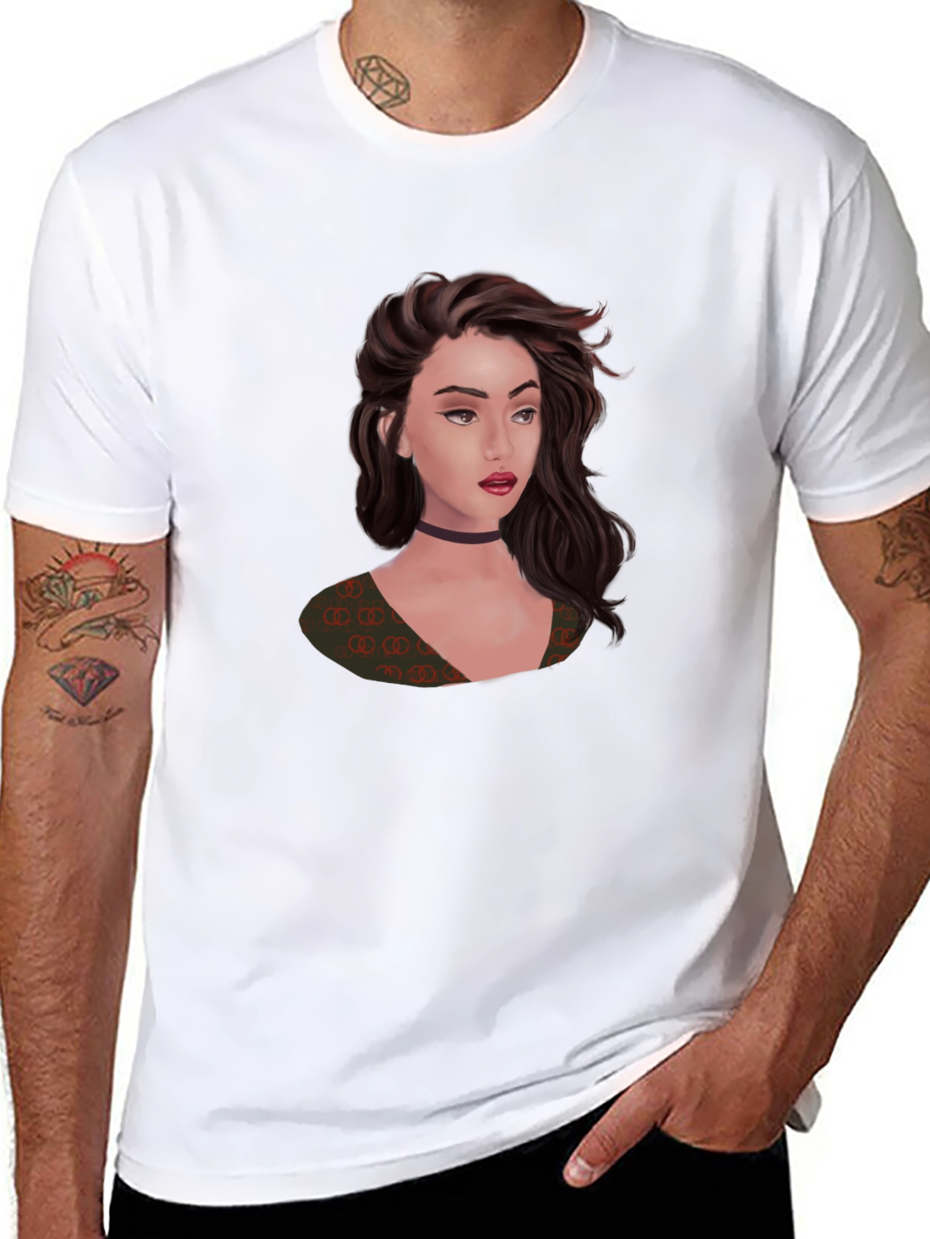 Black Stylish Black T-Shirt with Portrait Graphic view 8