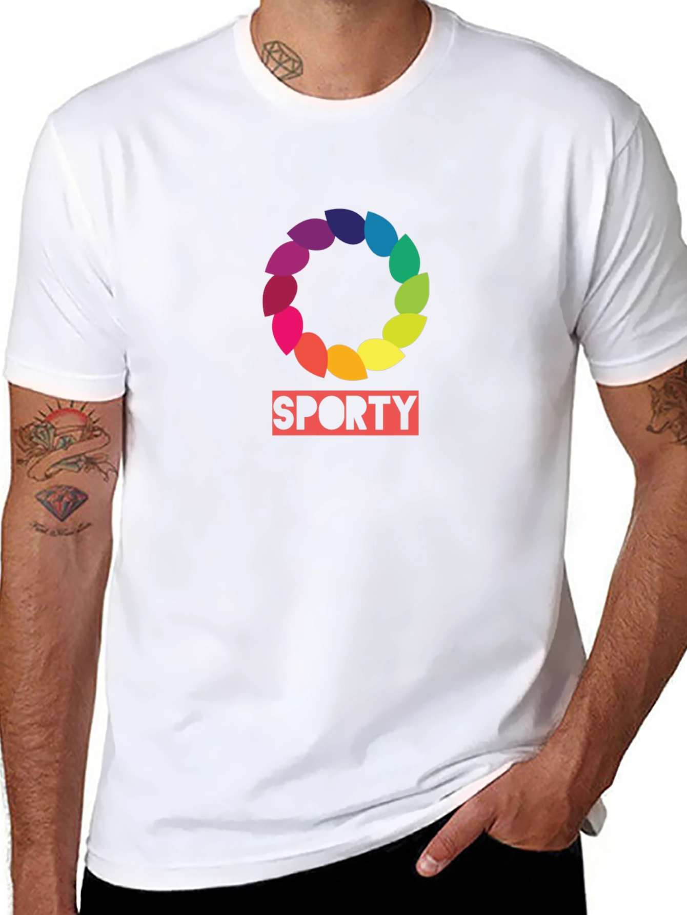 Black Sporty Rainbow Wreath T-Shirt view 8