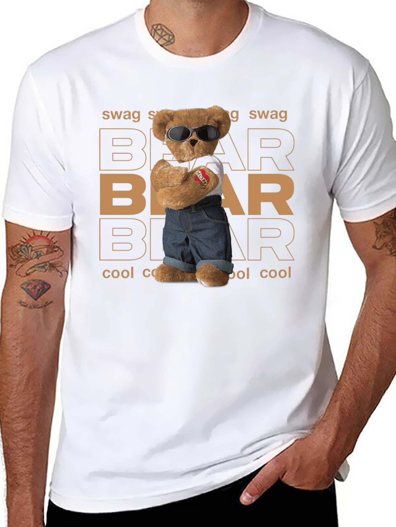 Black Cool Bear Swag Graphic Tee view 8