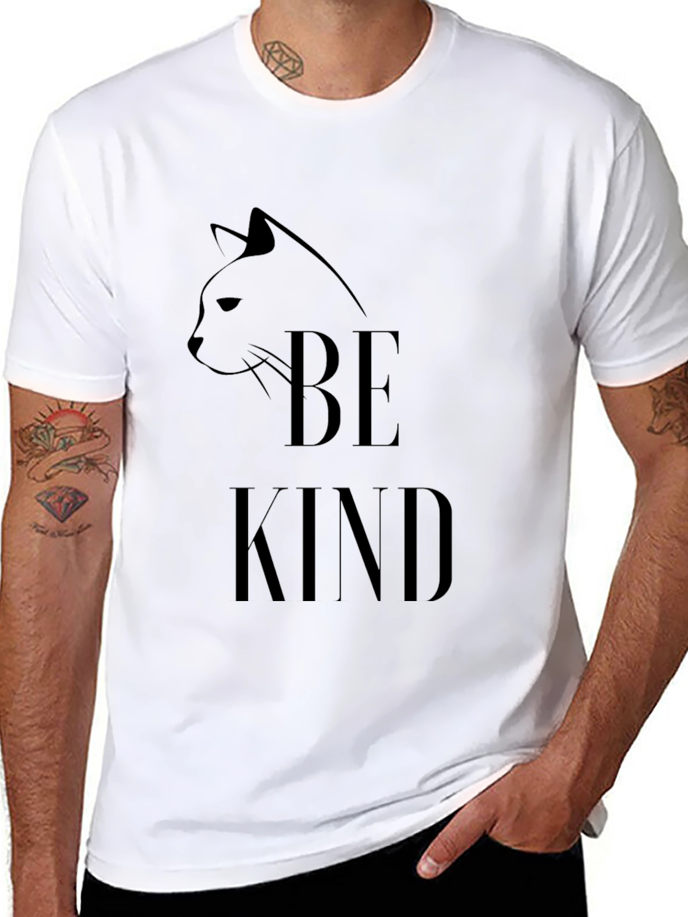 Black Be Kind Cat Graphic T-Shirt view 8