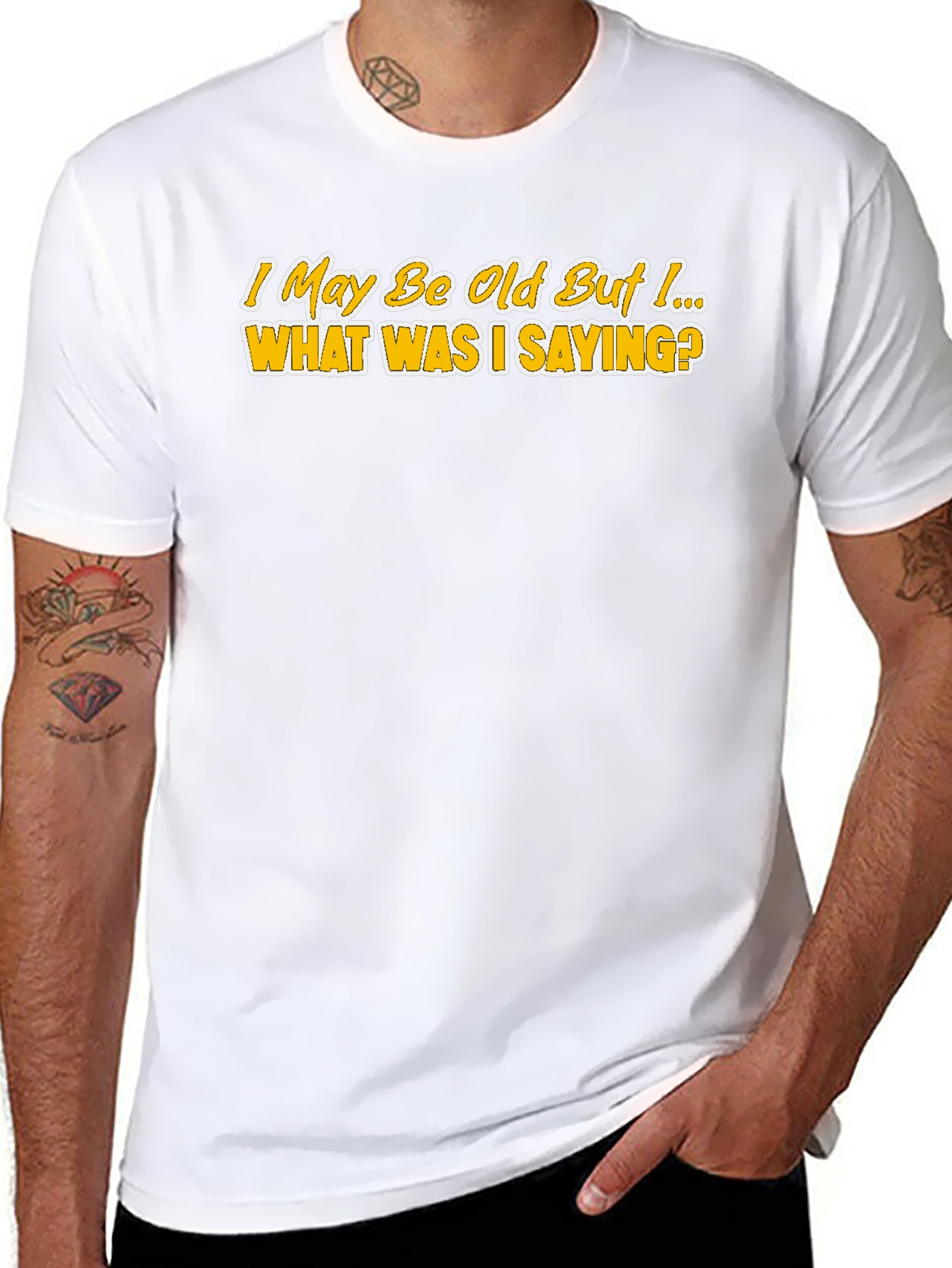 Black Funny Men's T-Shirt - I May Be Old But... What Was I Saying? view 8