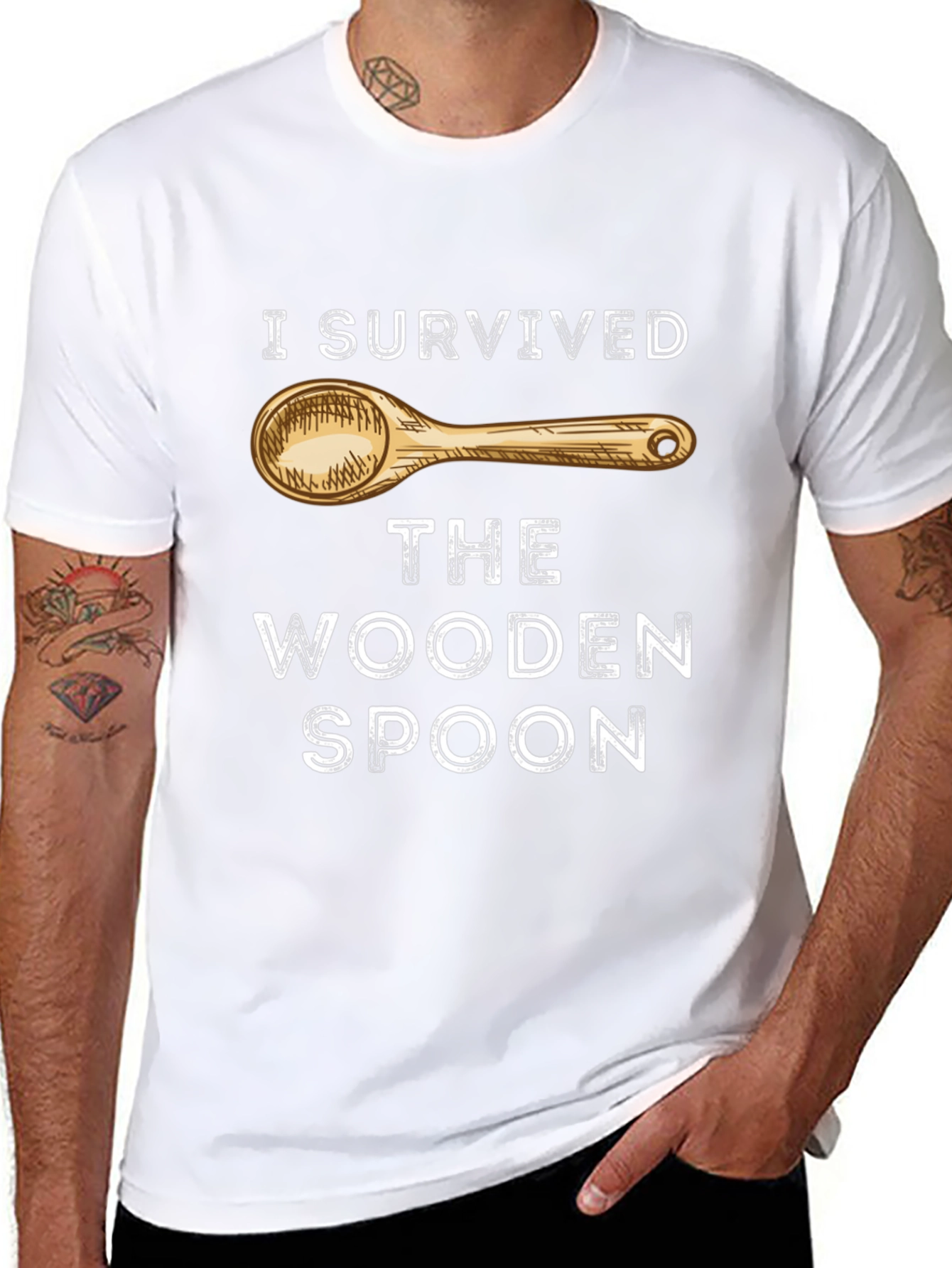 Black I Survived the Wooden Spoon Novelty T-Shirt view 8