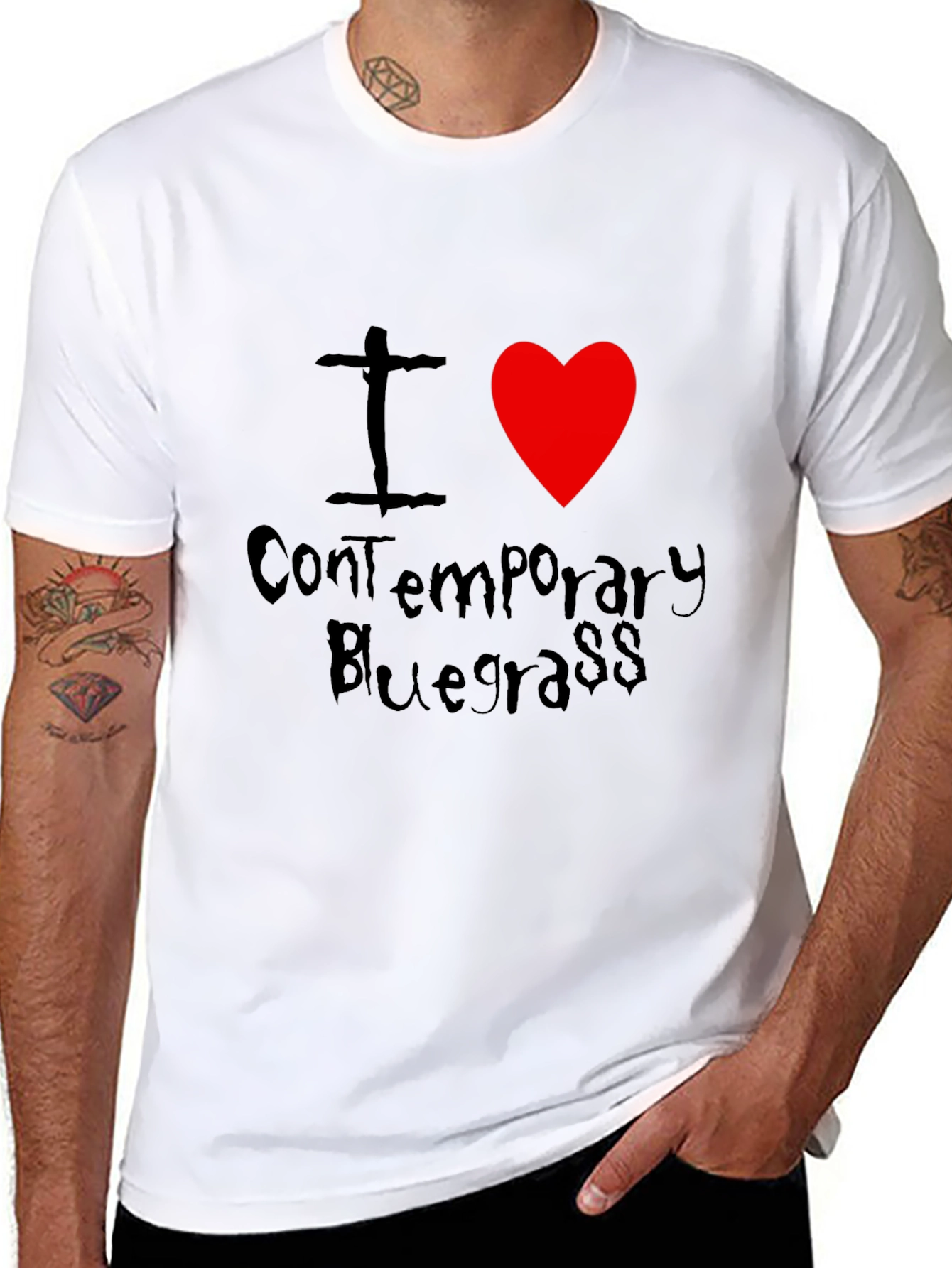 Black I Heart Contemporary Bluegrass Black T-Shirt view 8
