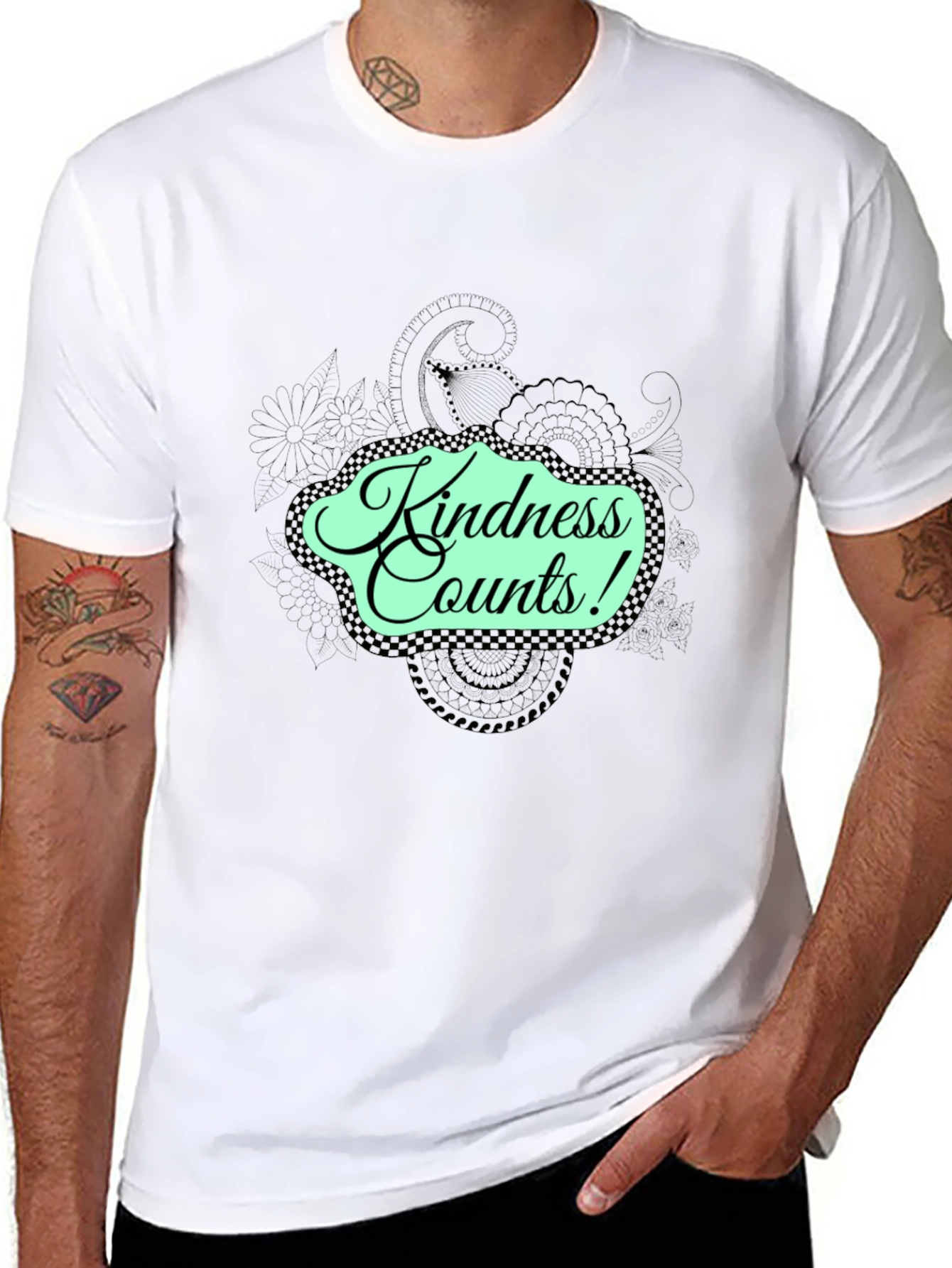 Black Kindness Counts Black Graphic Tee view 8