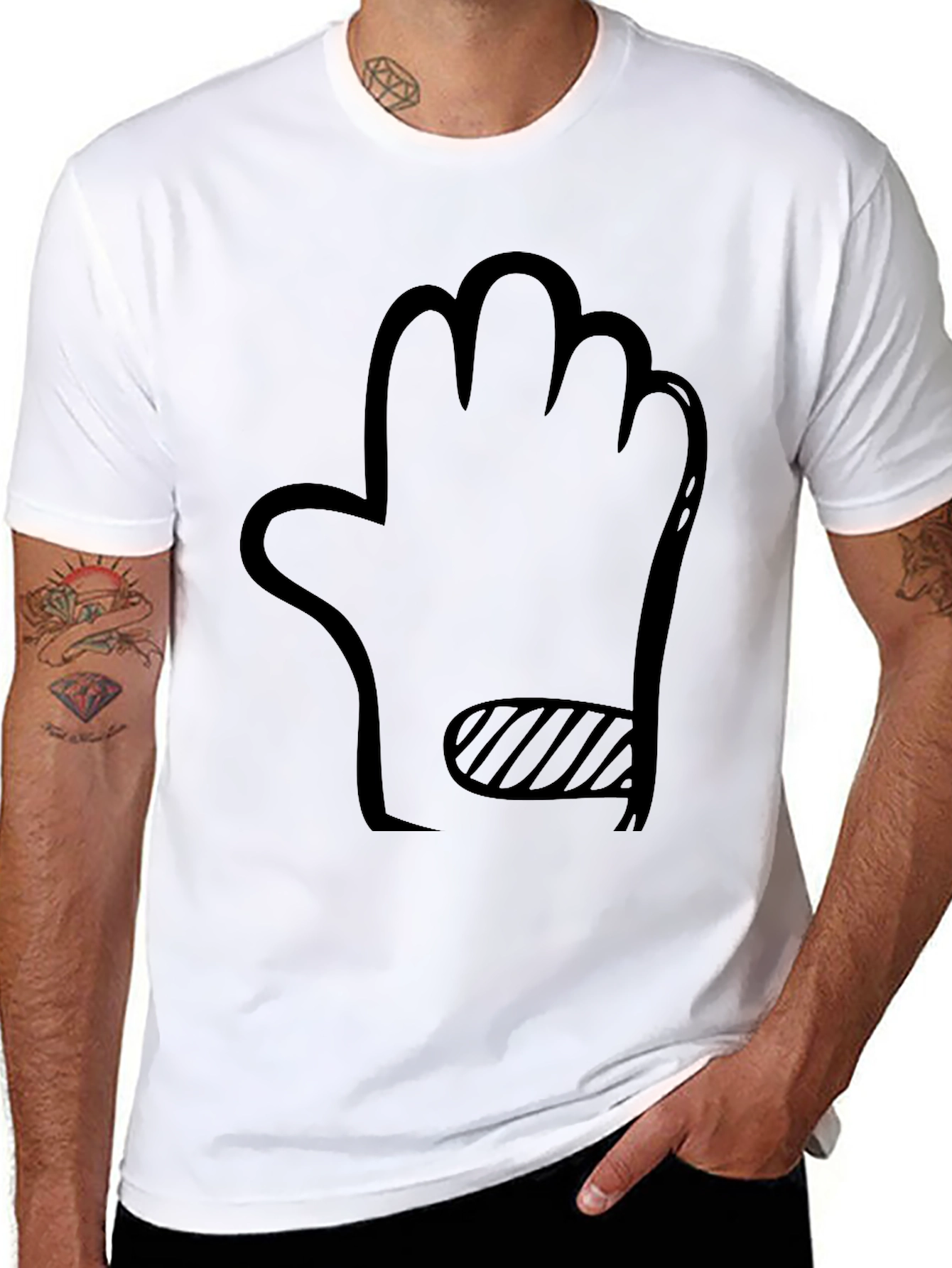 Black Novelty Hand Graphic Black T-Shirt view 8