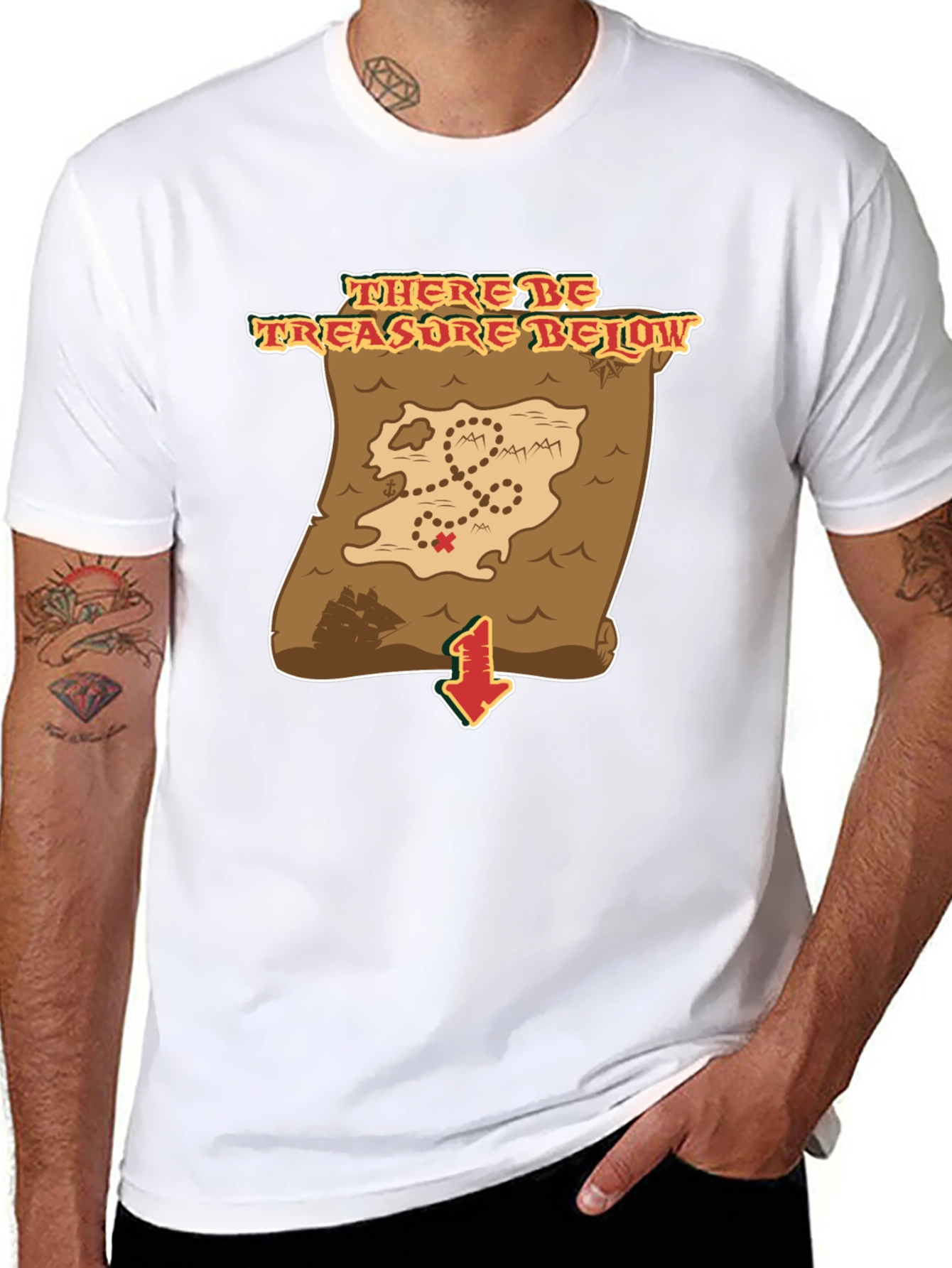 Black Treasure Map T-Shirt - Pirate's Booty Below! view 8