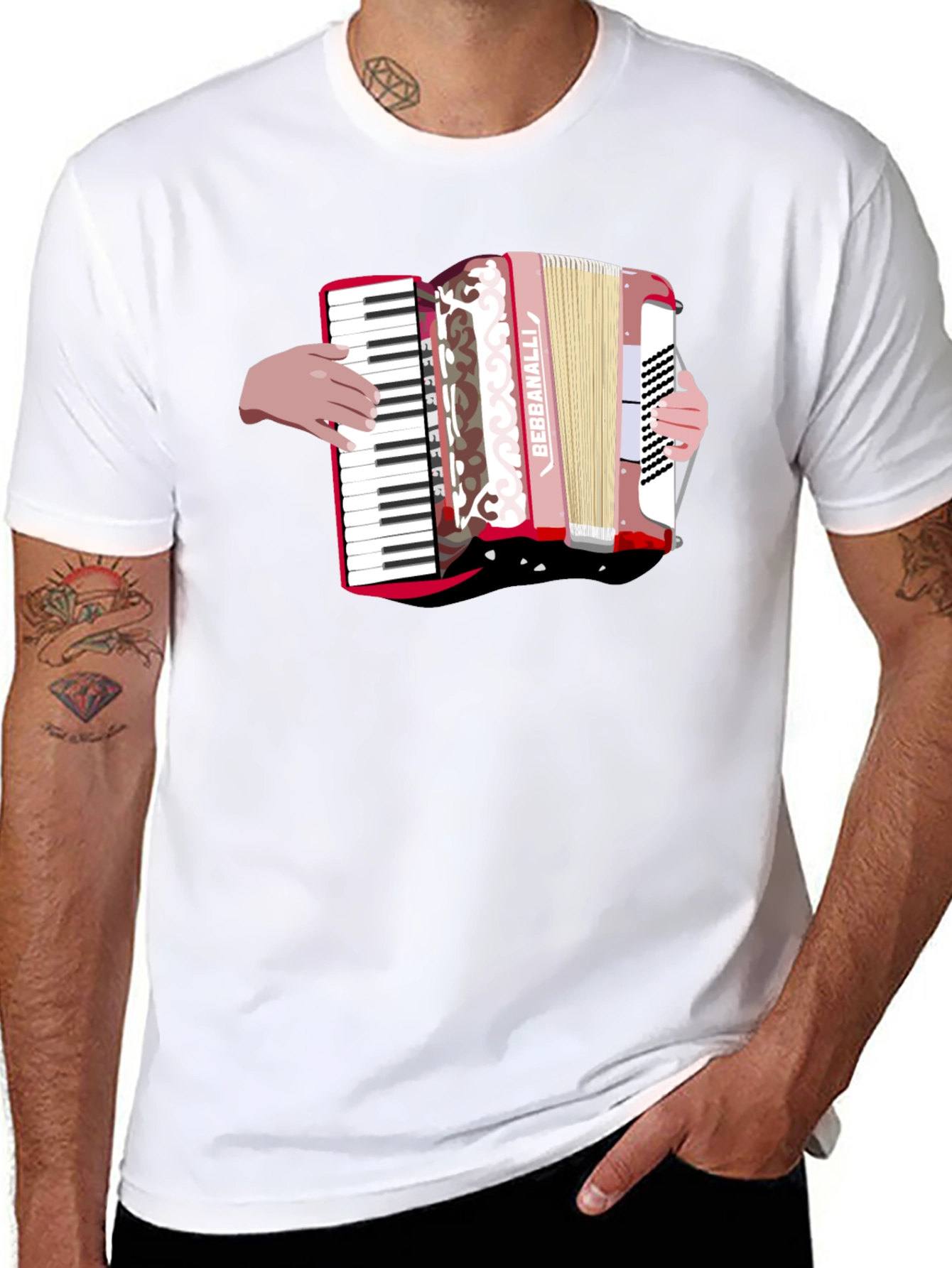 Black Accordion Graphic Black T-Shirt view 8