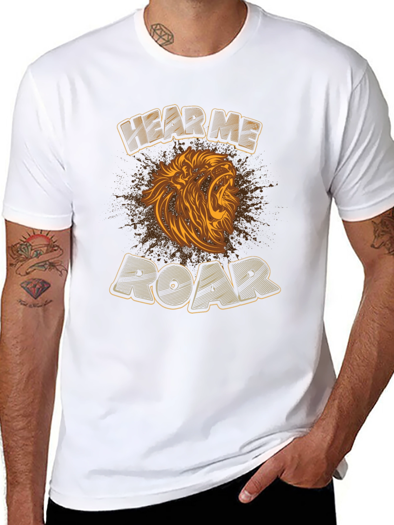 Black Hear Me Roar Lion Graphic T-Shirt view 8