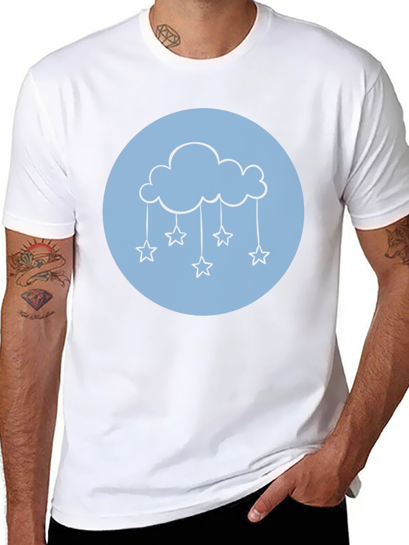 Black Cloud & Stars Graphic Tee - Black T-Shirt view 8