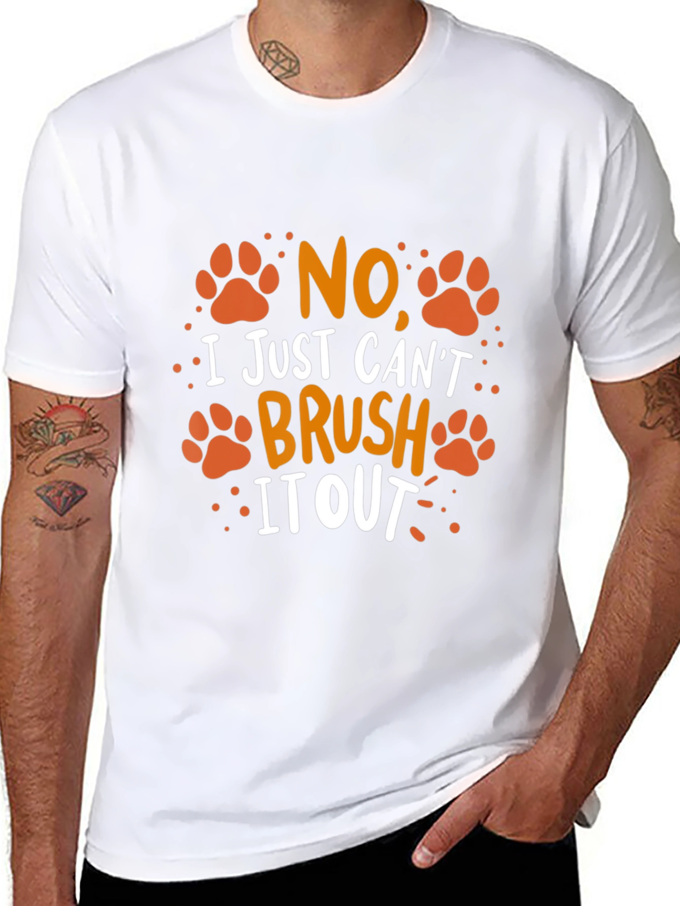 Black No Brush It Out Pet Paw Print T-Shirt view 8