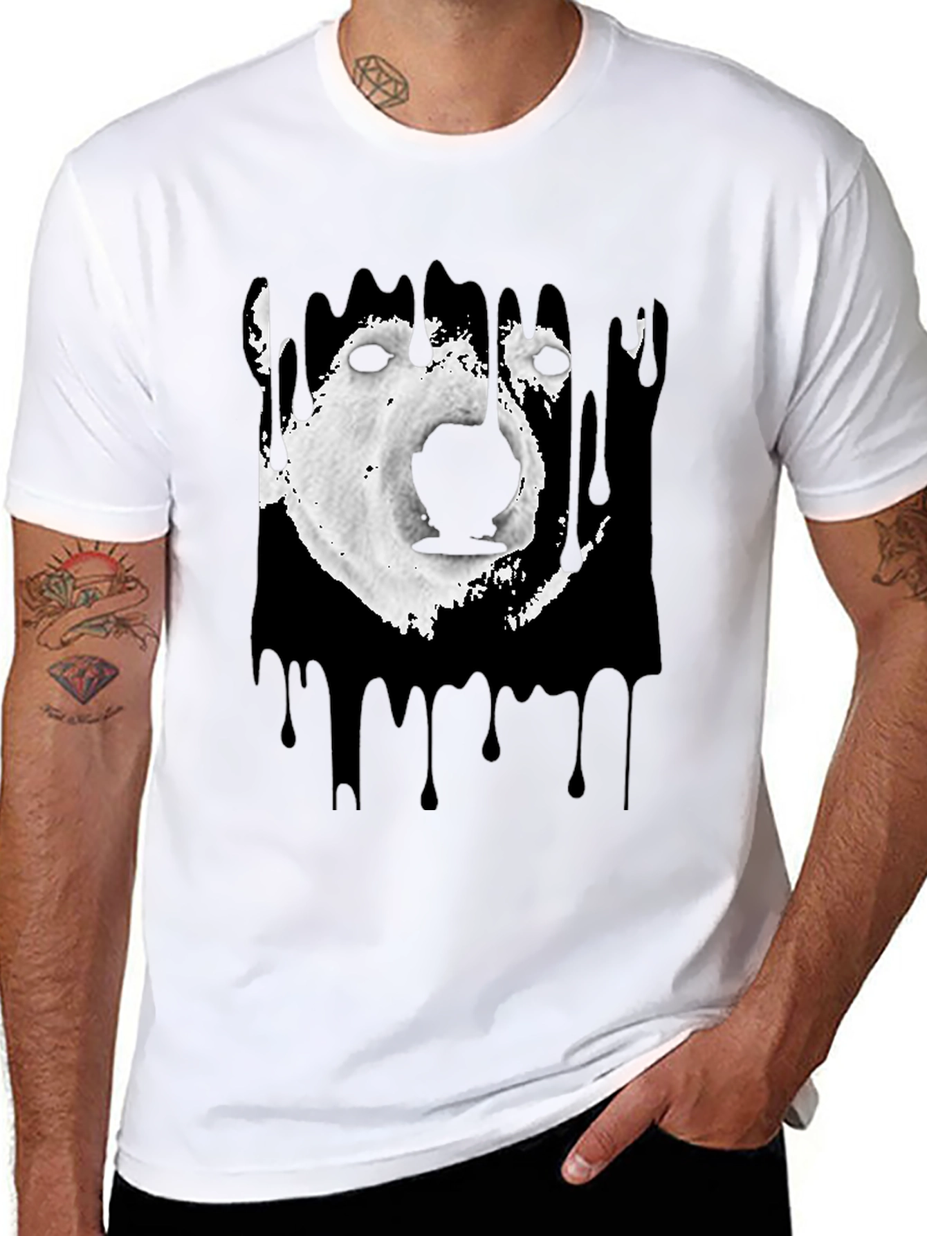 Black Polar Bear Graphic Tee - Black Cotton Blend view 8