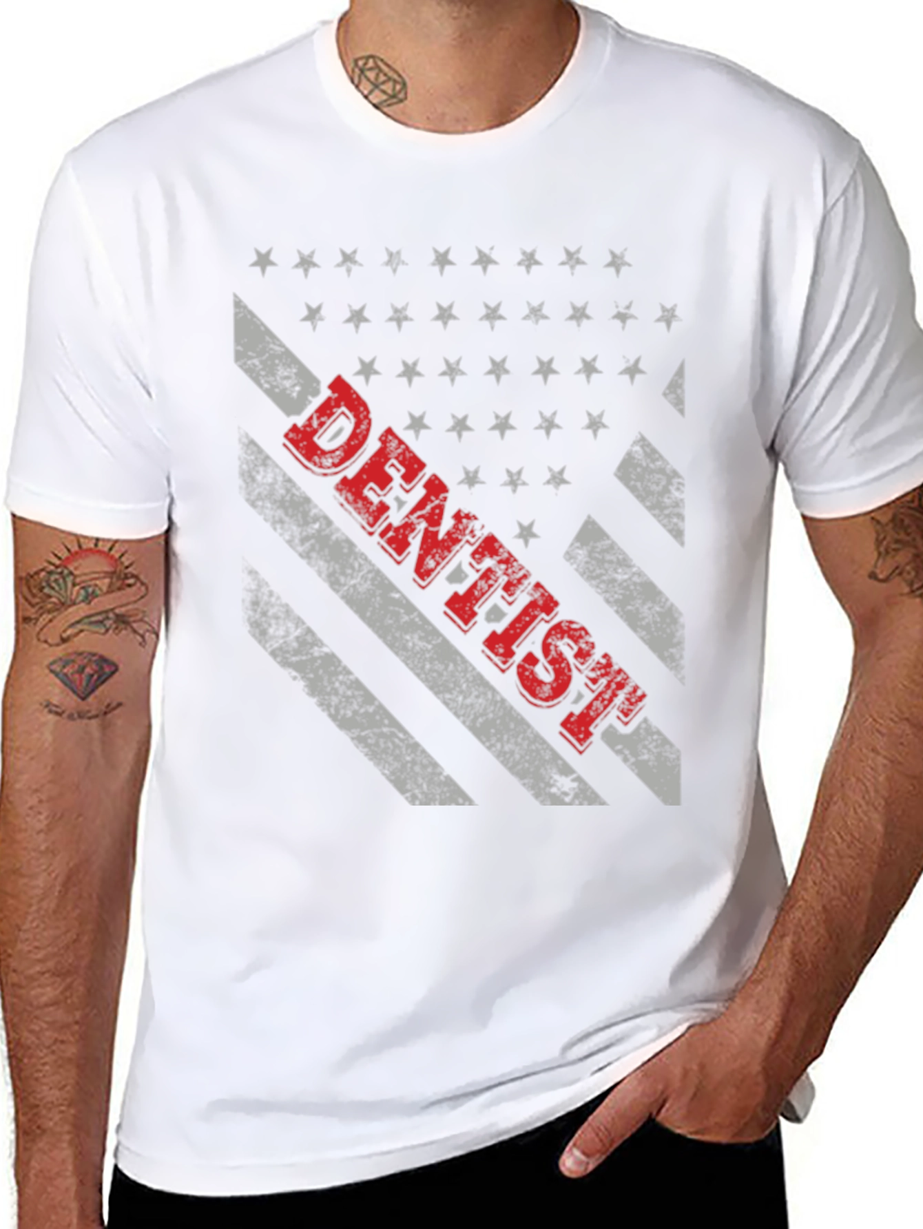 Black Dentist American Flag T-Shirt view 8