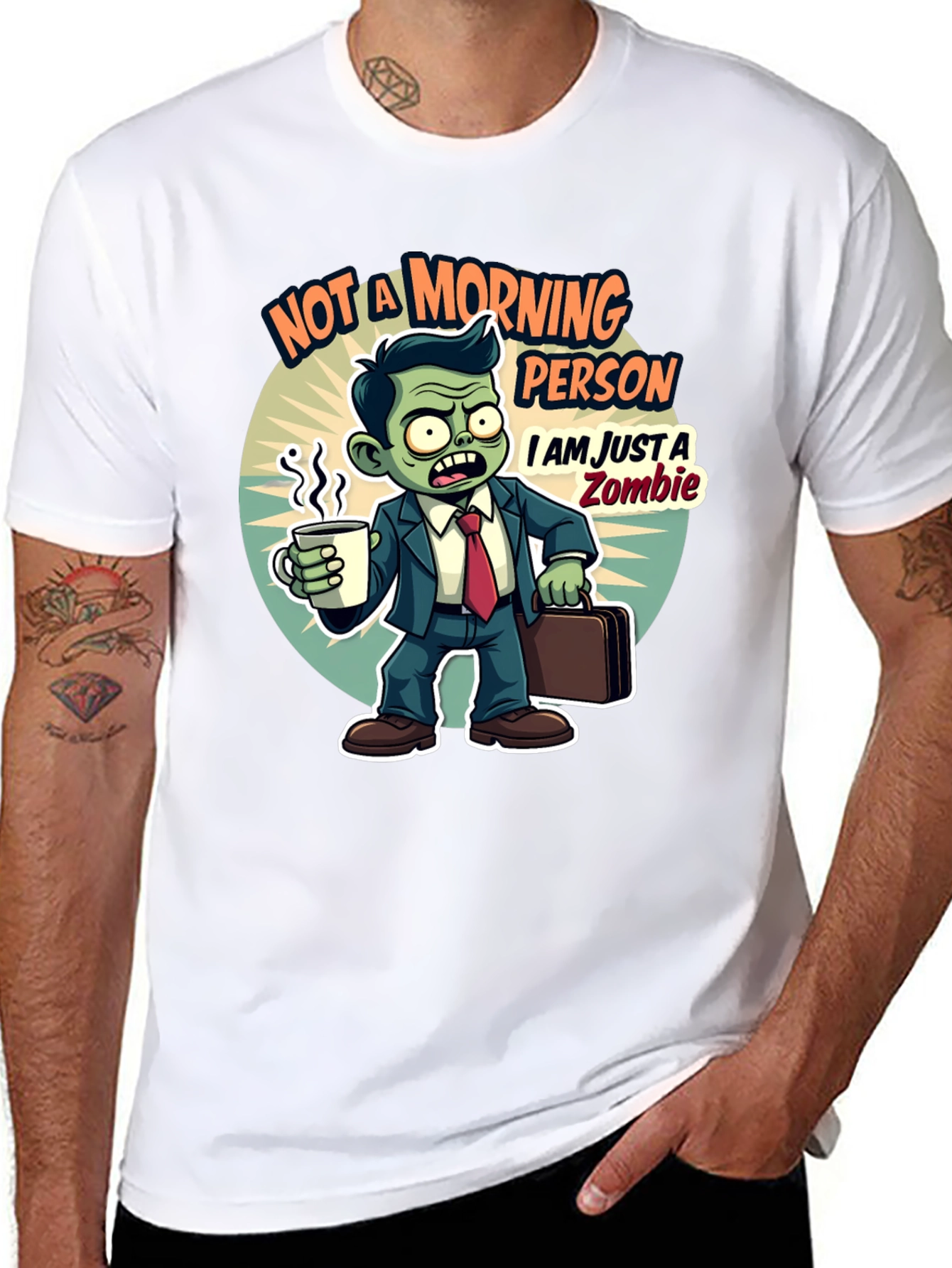 Black Zombie Morning Person Graphic T-Shirt view 8