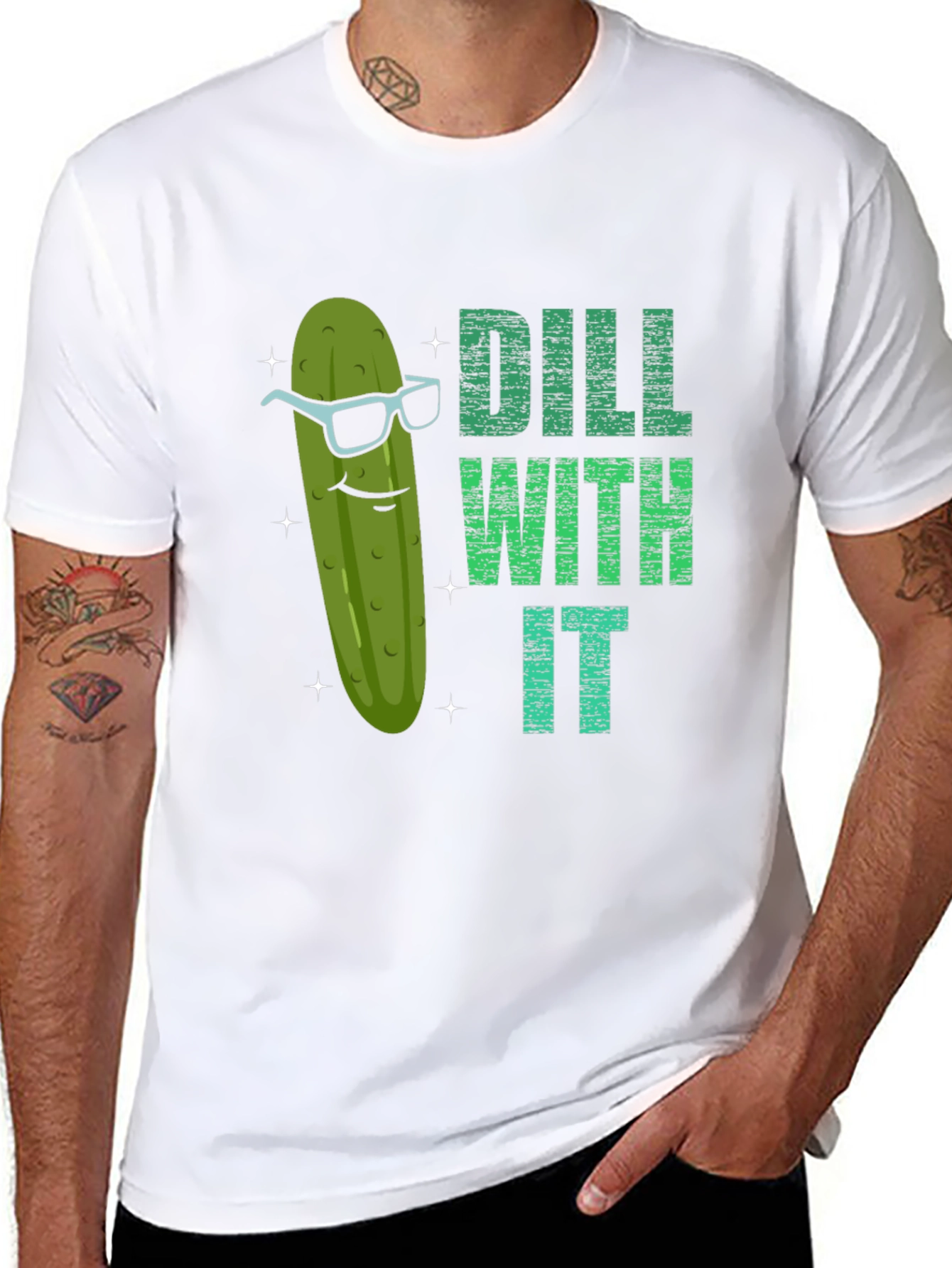 Black Dill With It Funny Pickle Graphic T-Shirt view 8