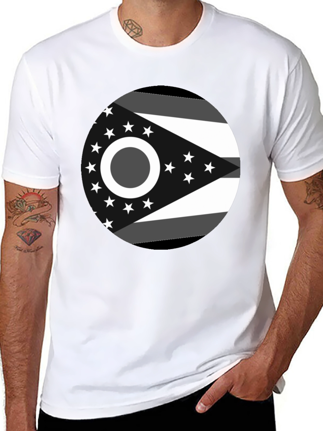 Black Ohio State Flag Graphic Tee - Black Cotton Blend view 8
