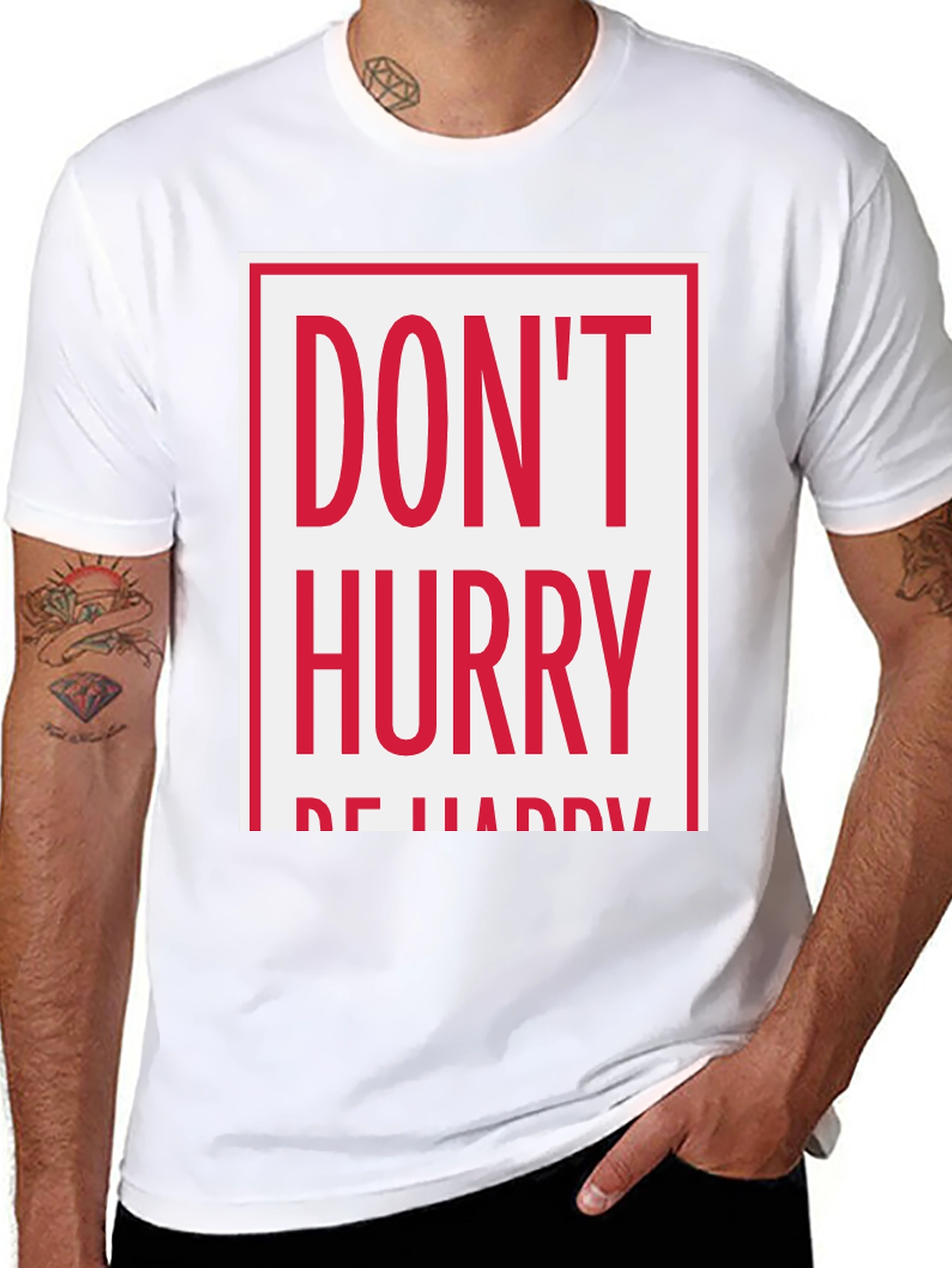 Black Don't Hurry Be Happy Graphic Tee view 8