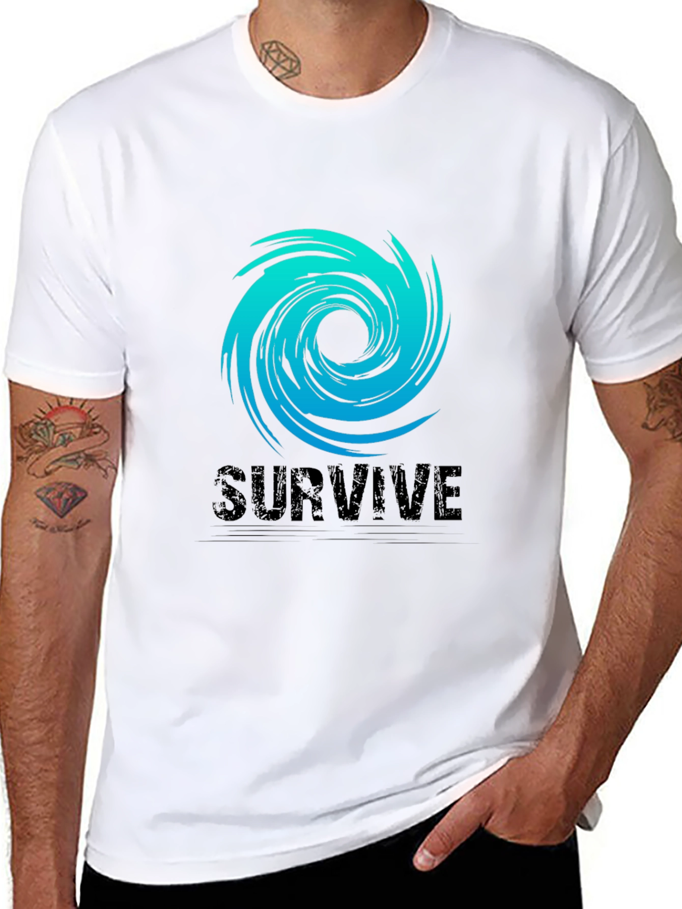 Black Survive Graphic Tee - Black Cotton Blend view 8