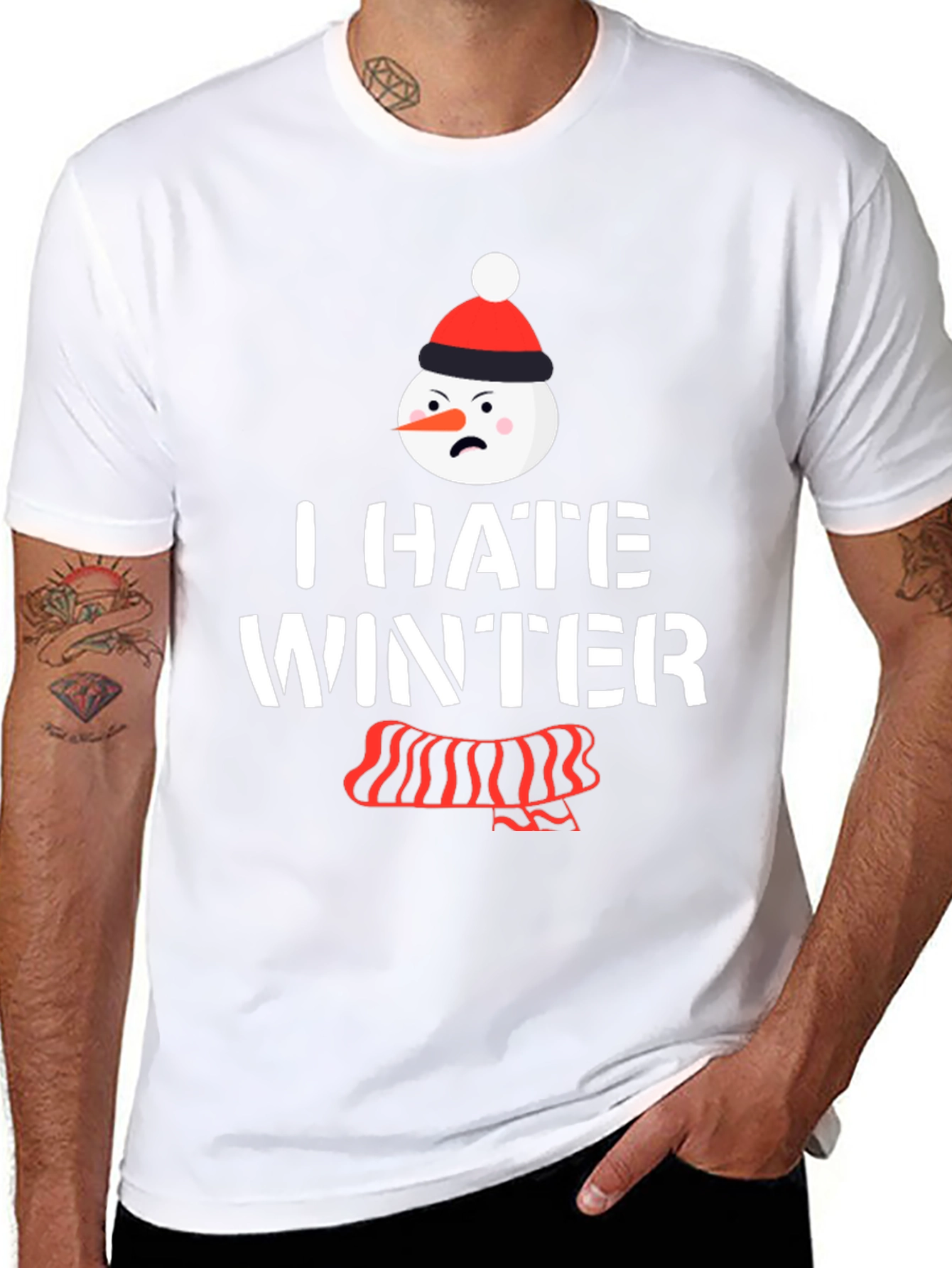 Black I Hate Winter T-Shirt, Funny Snowman Tee view 8