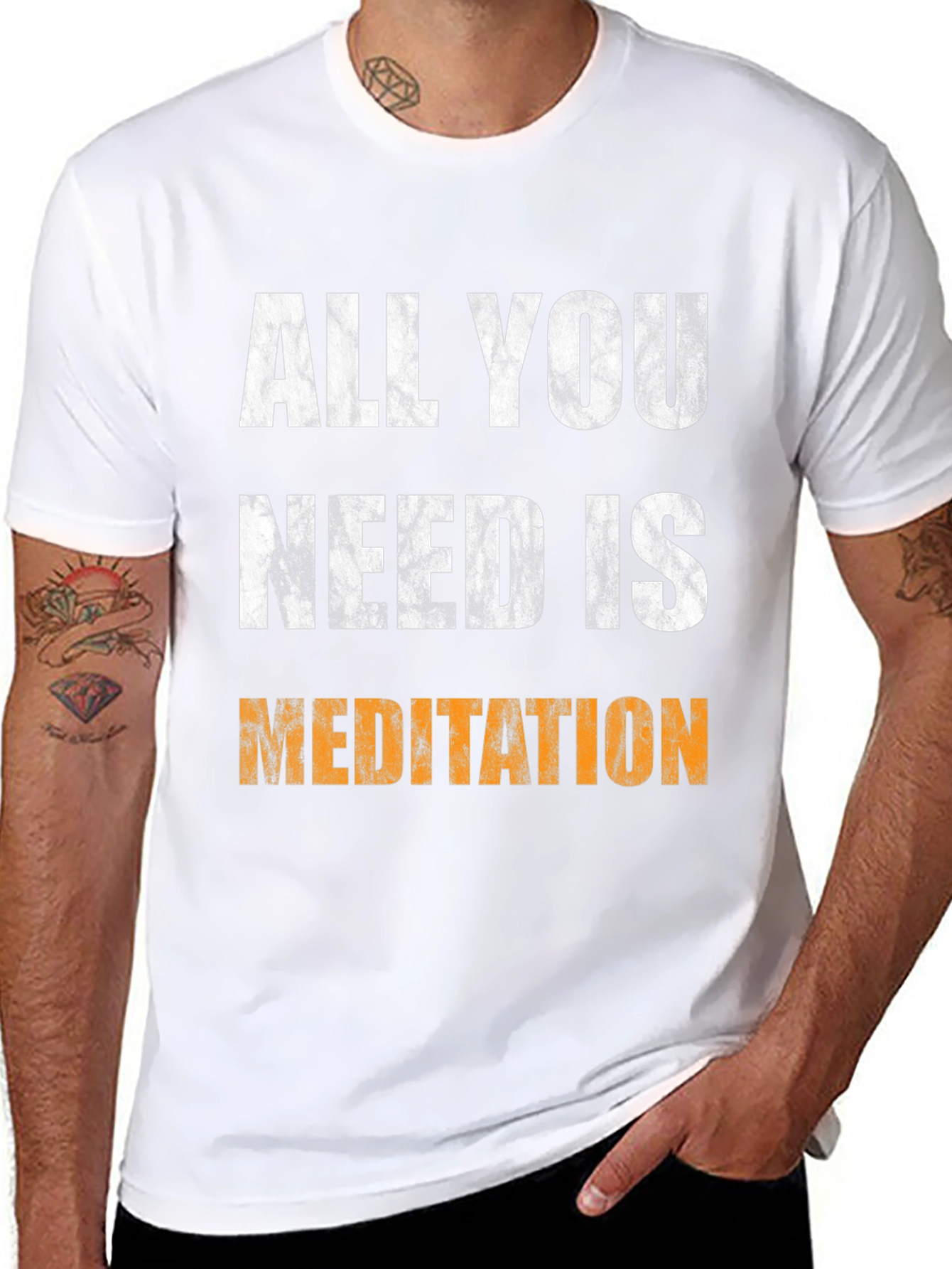 Black All You Need Is Meditation Graphic Tee view 8
