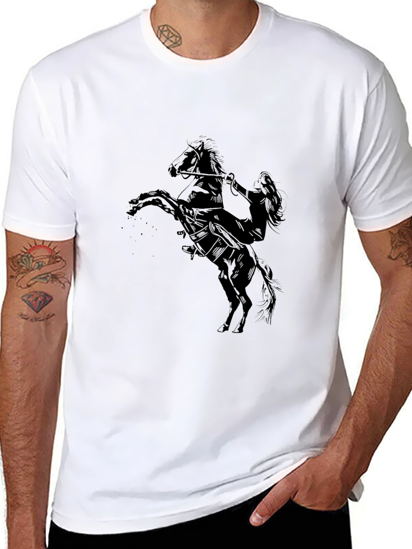 Black Black Tee with Equestrian Graphic view 8