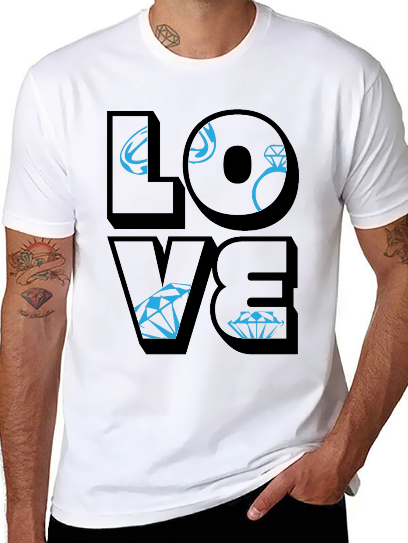 Black Love Diamond Graphic Tee - Stylish Unisex T-Shirt view 8