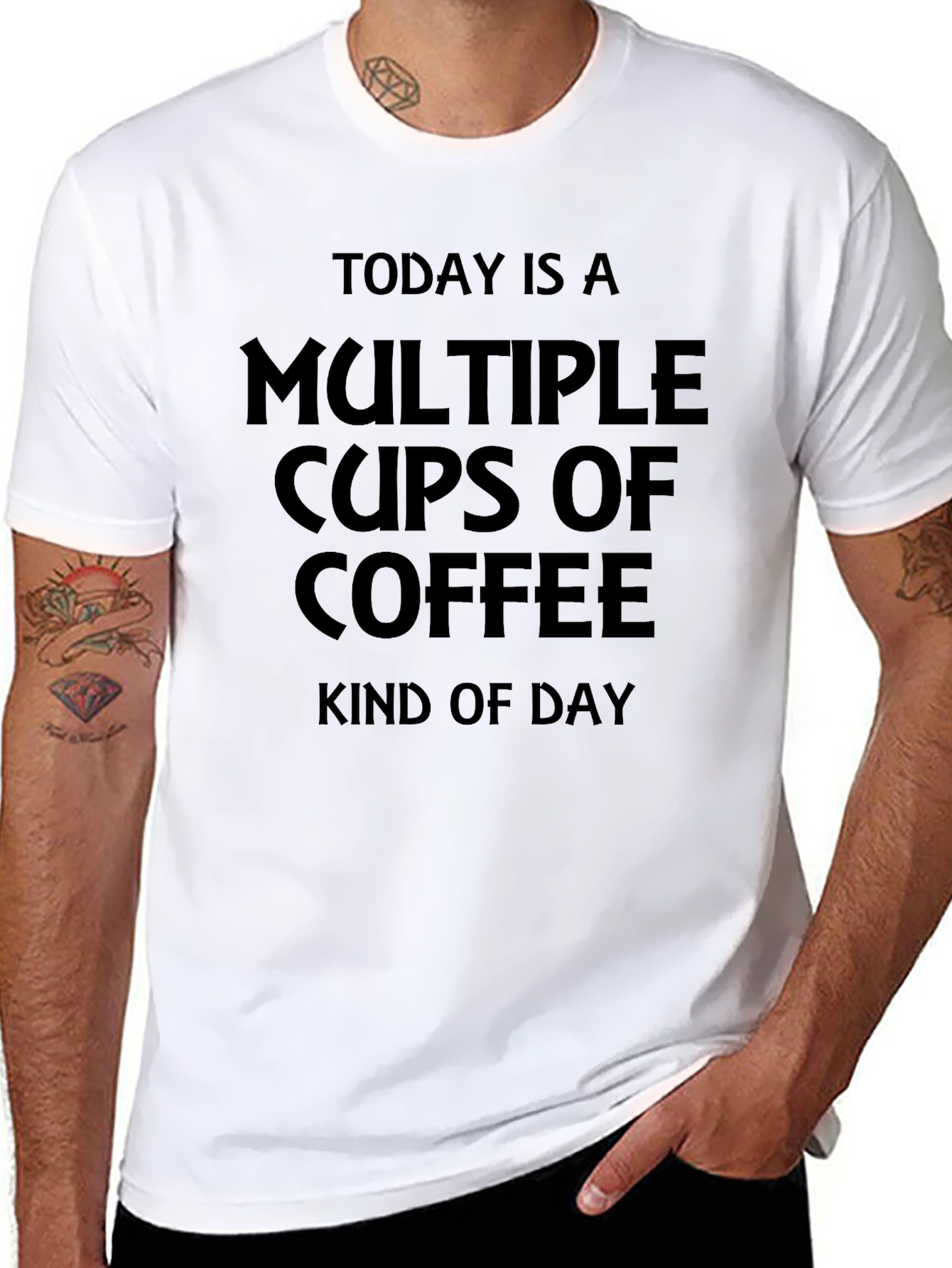 Black Multiple Cups Of Coffee Kind Of Day T-Shirt view 8