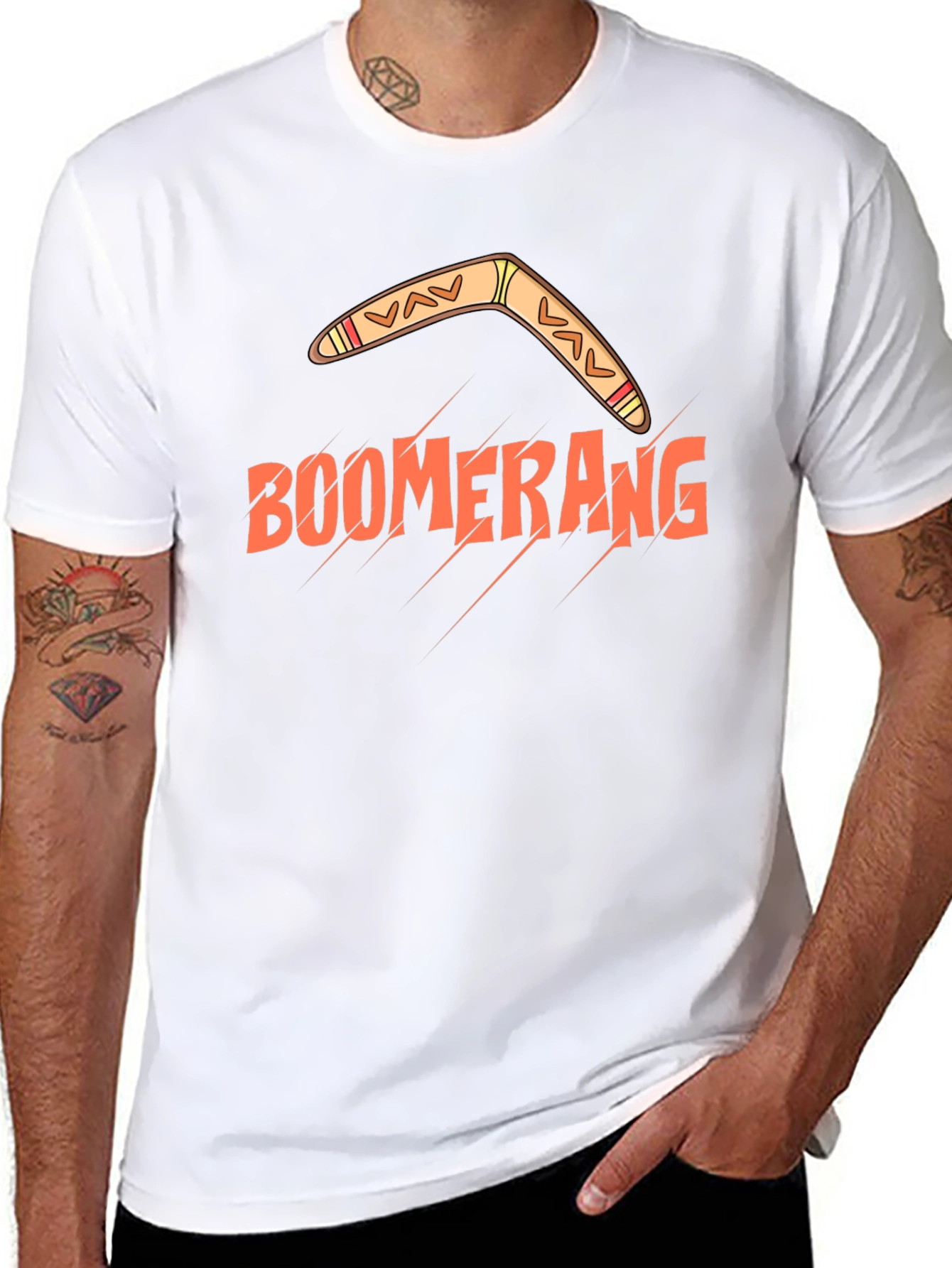 Black Boomerang Graphic T-Shirt - Black Cotton Tee view 8