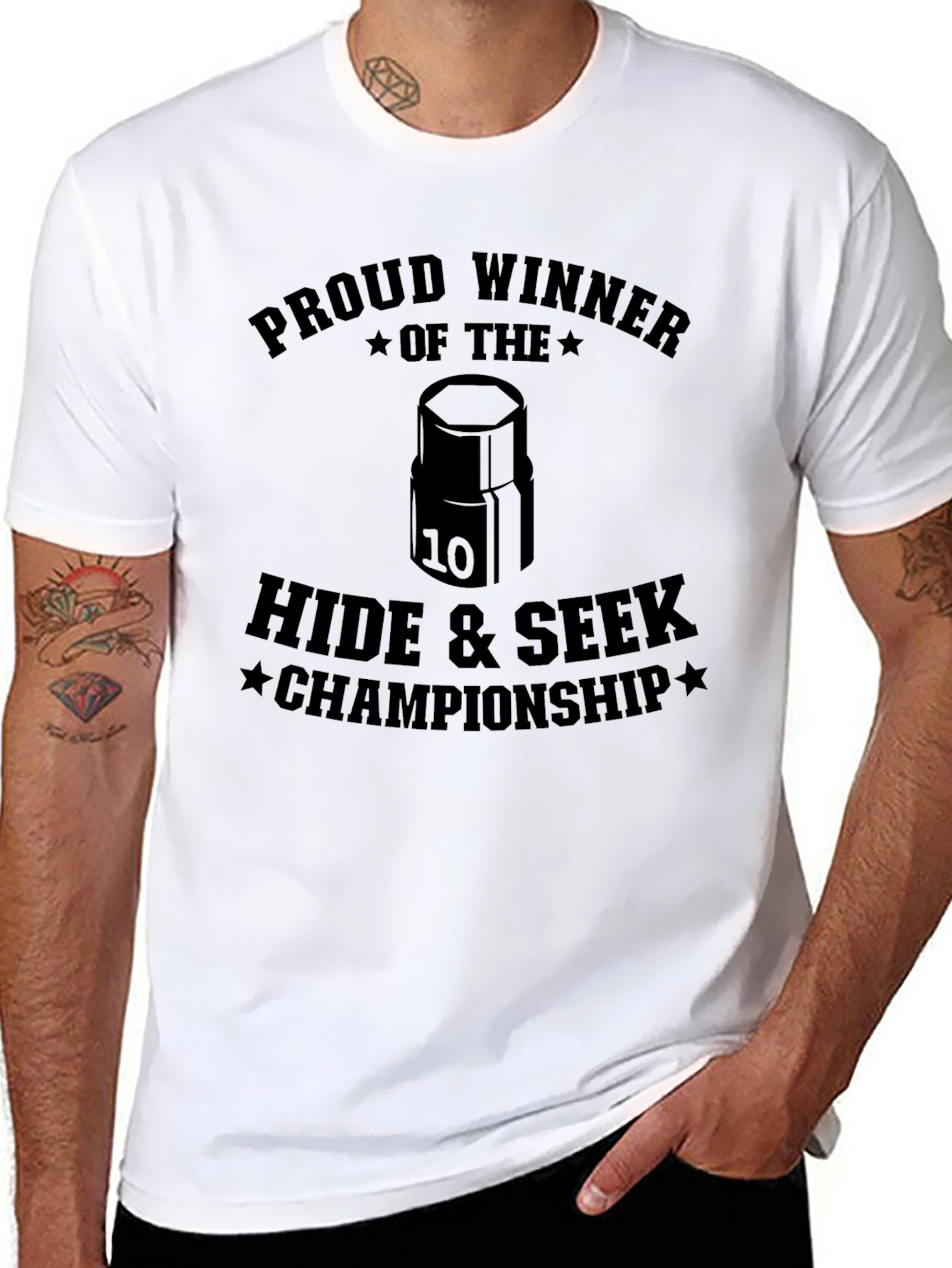 Black Proud Winner Hide & Seek Championship T-Shirt view 8