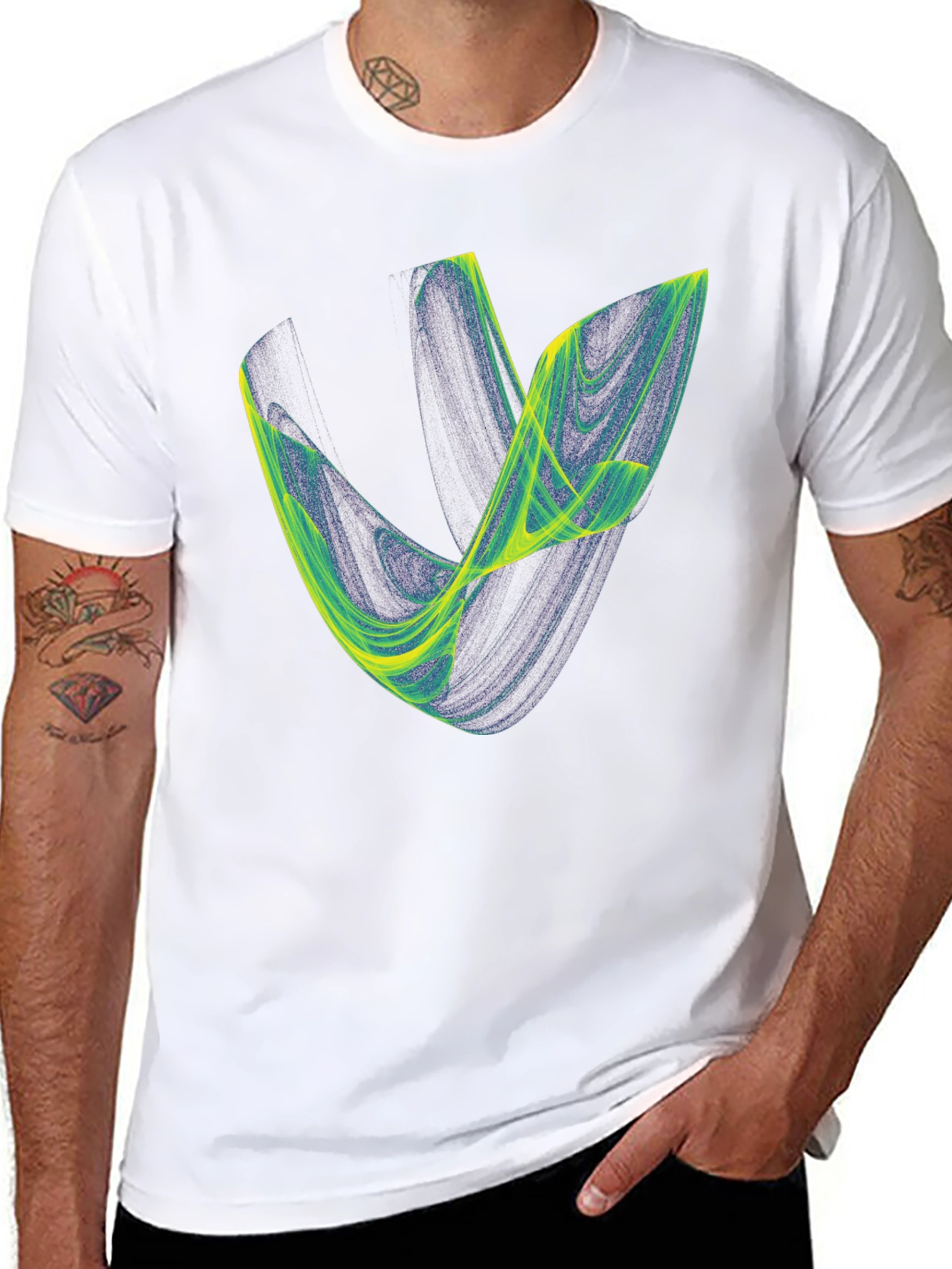 Black Abstract Graphic Tee - Black Cotton Blend view 8