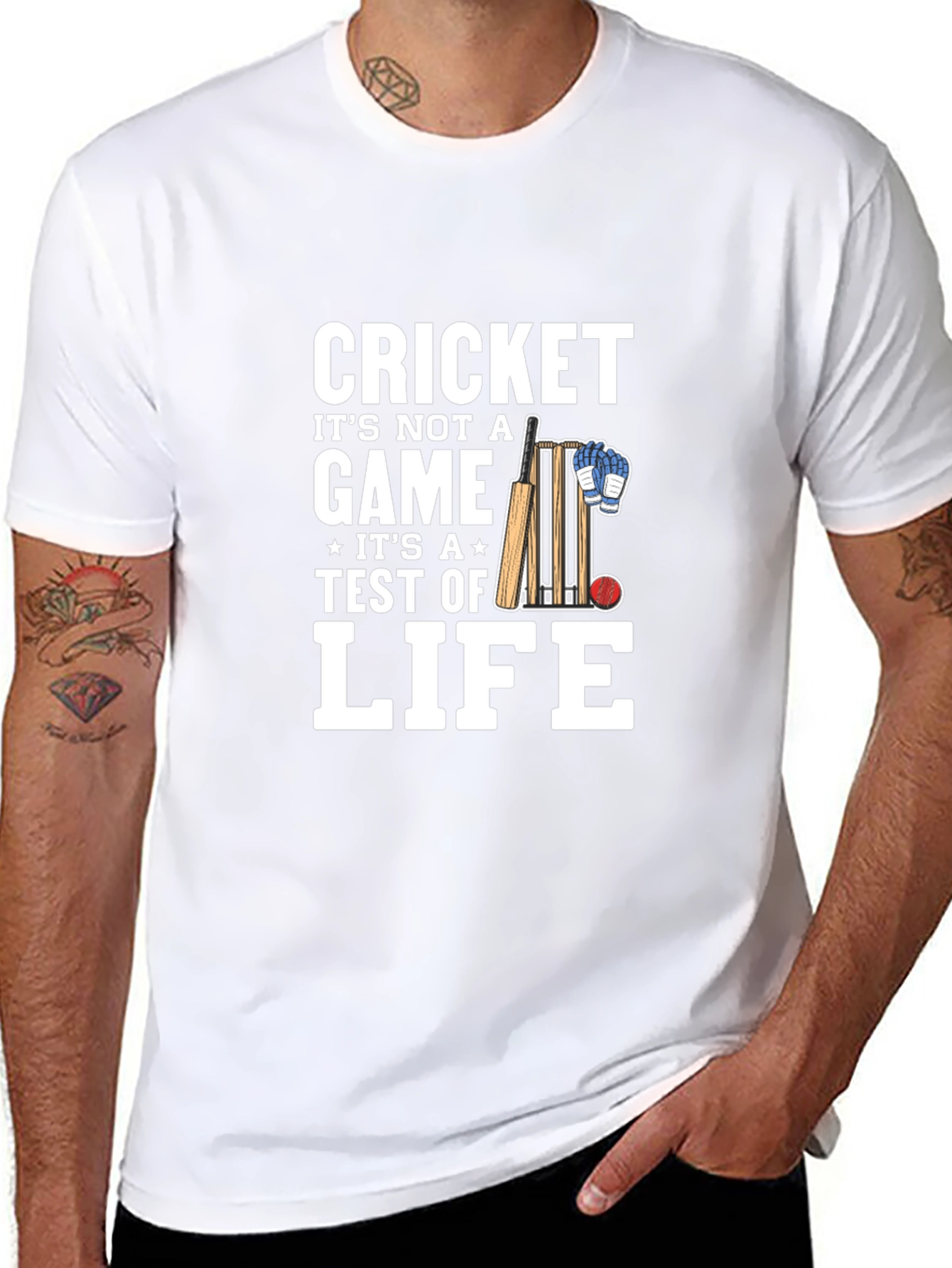 Black Cricket is Life Men's Black T-Shirt view 8