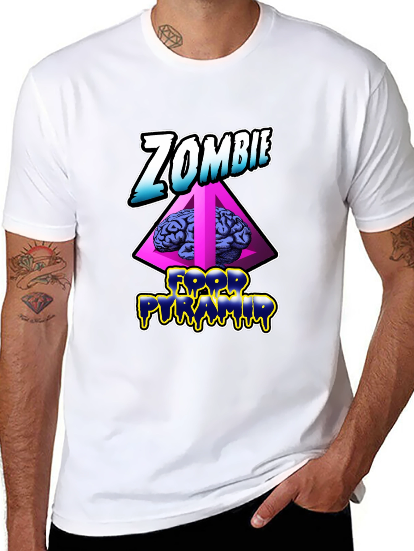 Zombie Food Pyramid Black Graphic Tee - 8