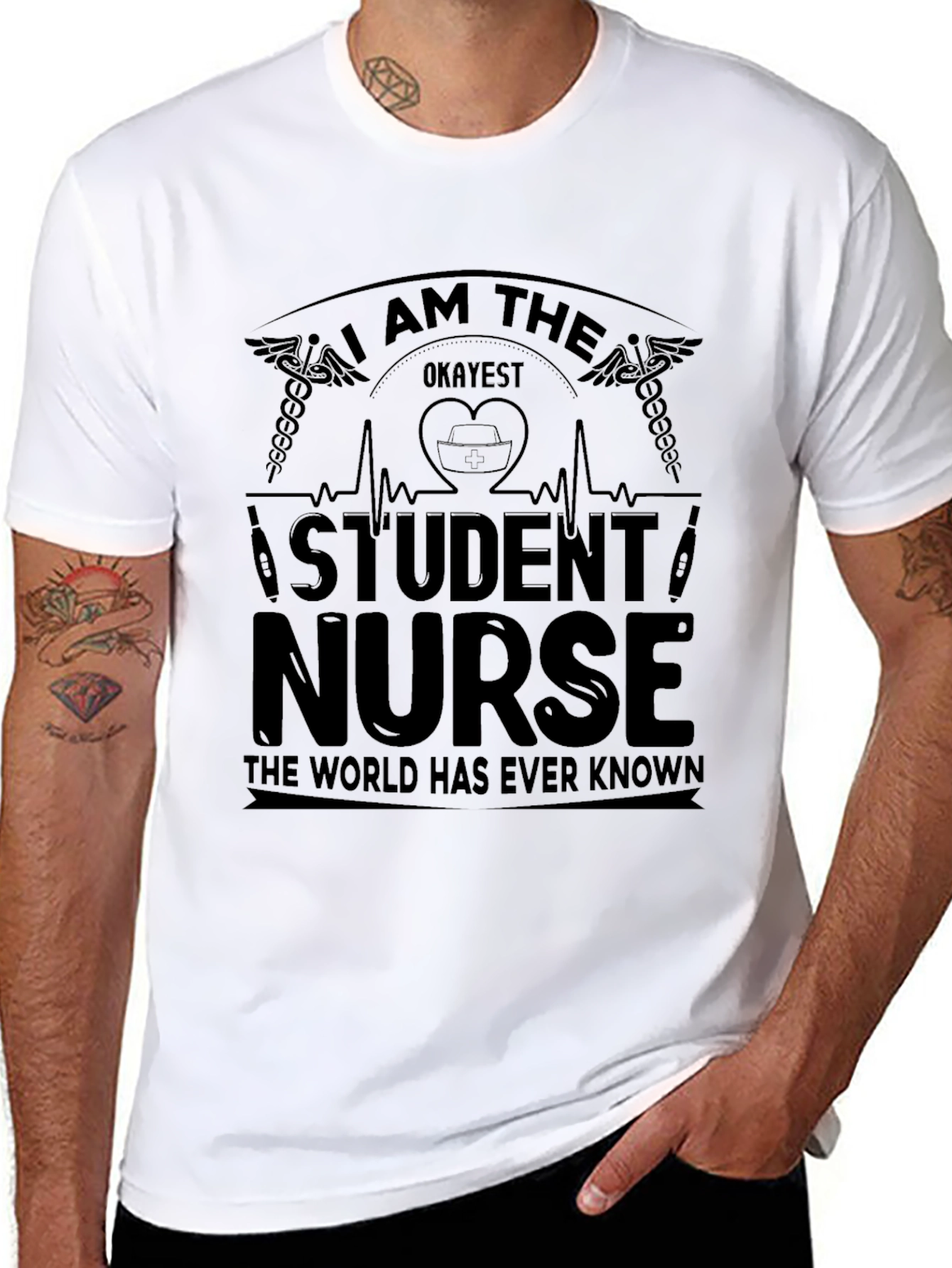 Black Okayest Student Nurse Black T-Shirt view 8
