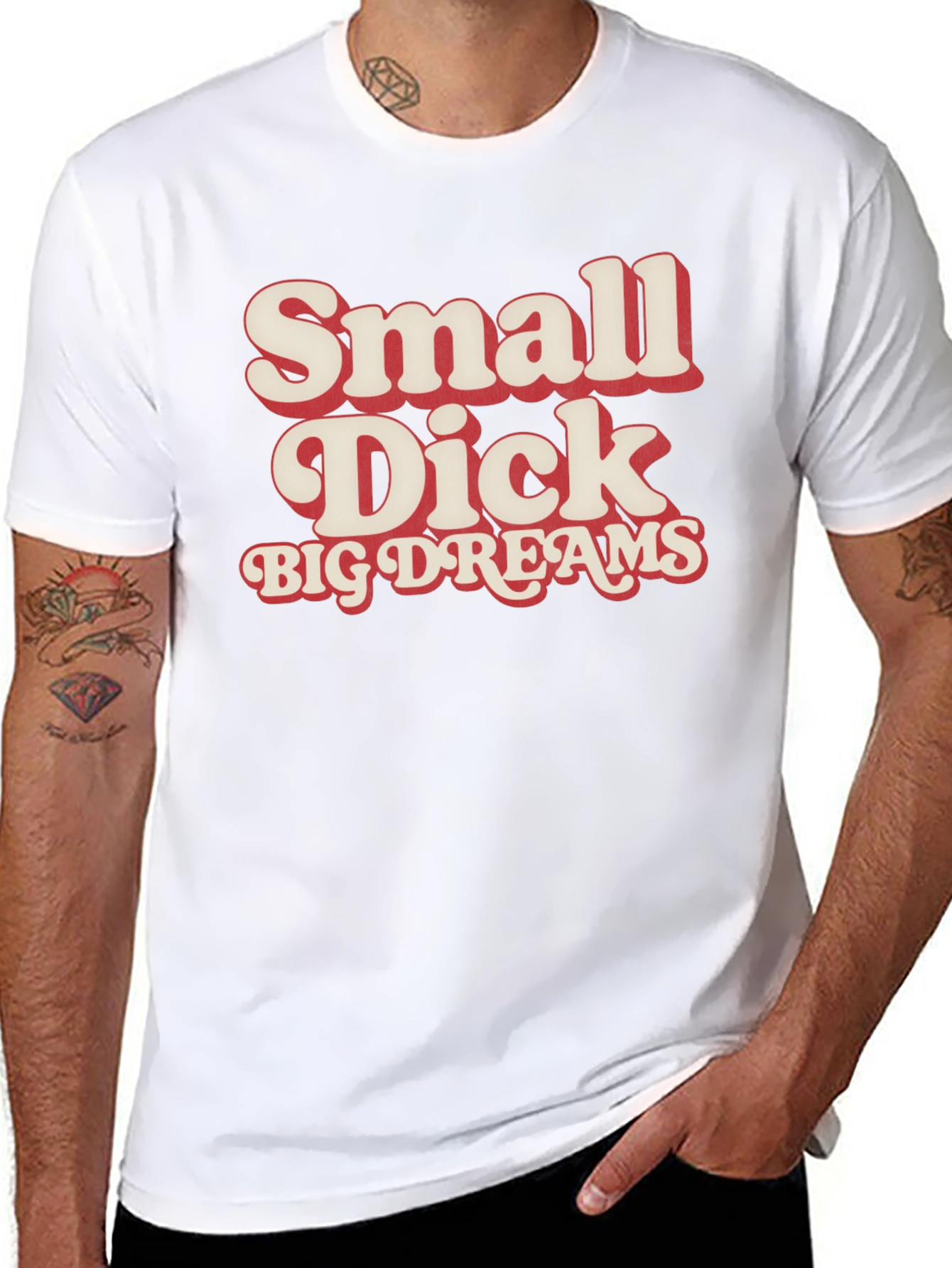 Black Small Dick Big Dreams Funny Graphic Tee view 8