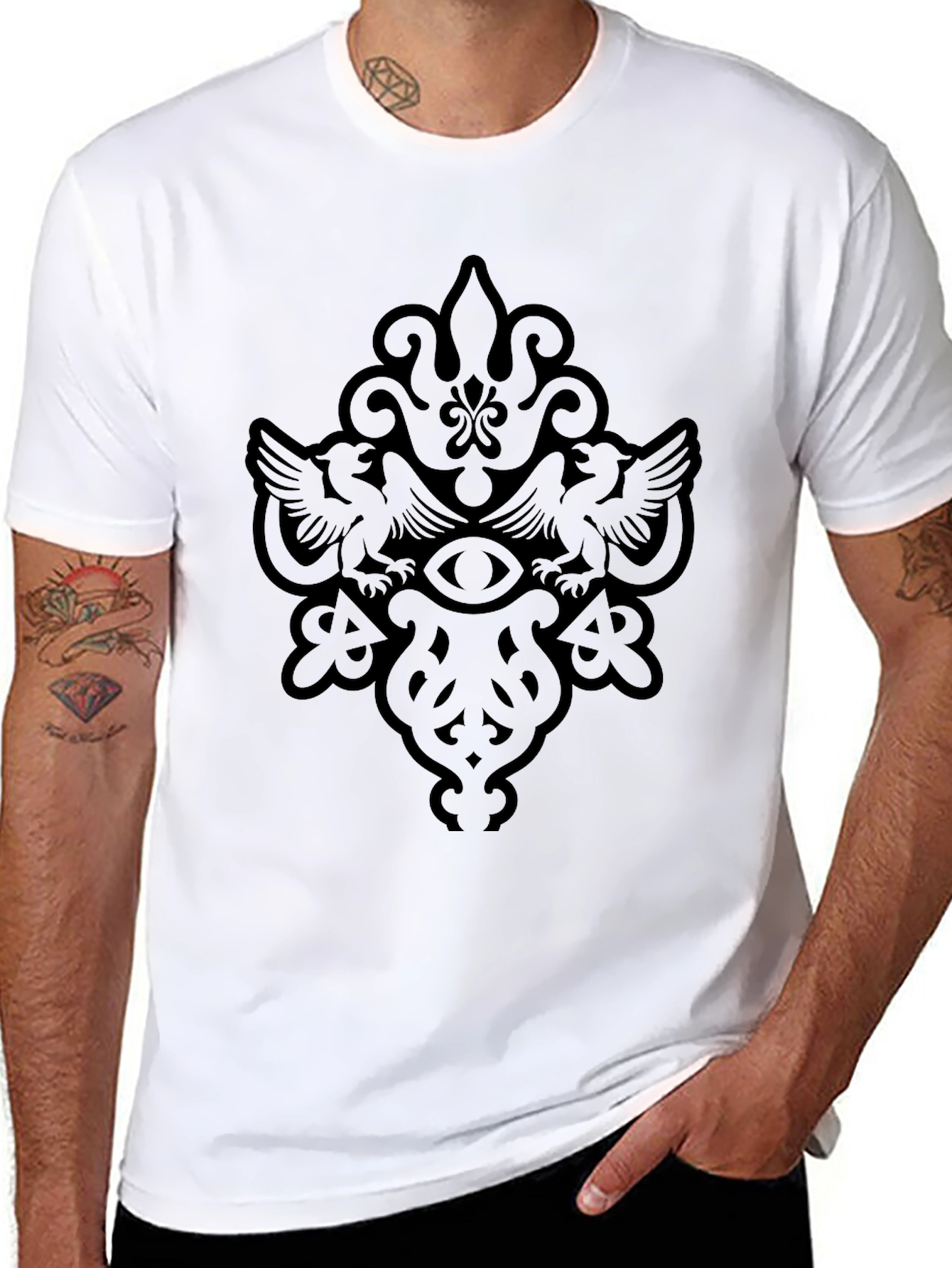 Black Black Graphic Tee: Mystical Emblem T-Shirt view 8
