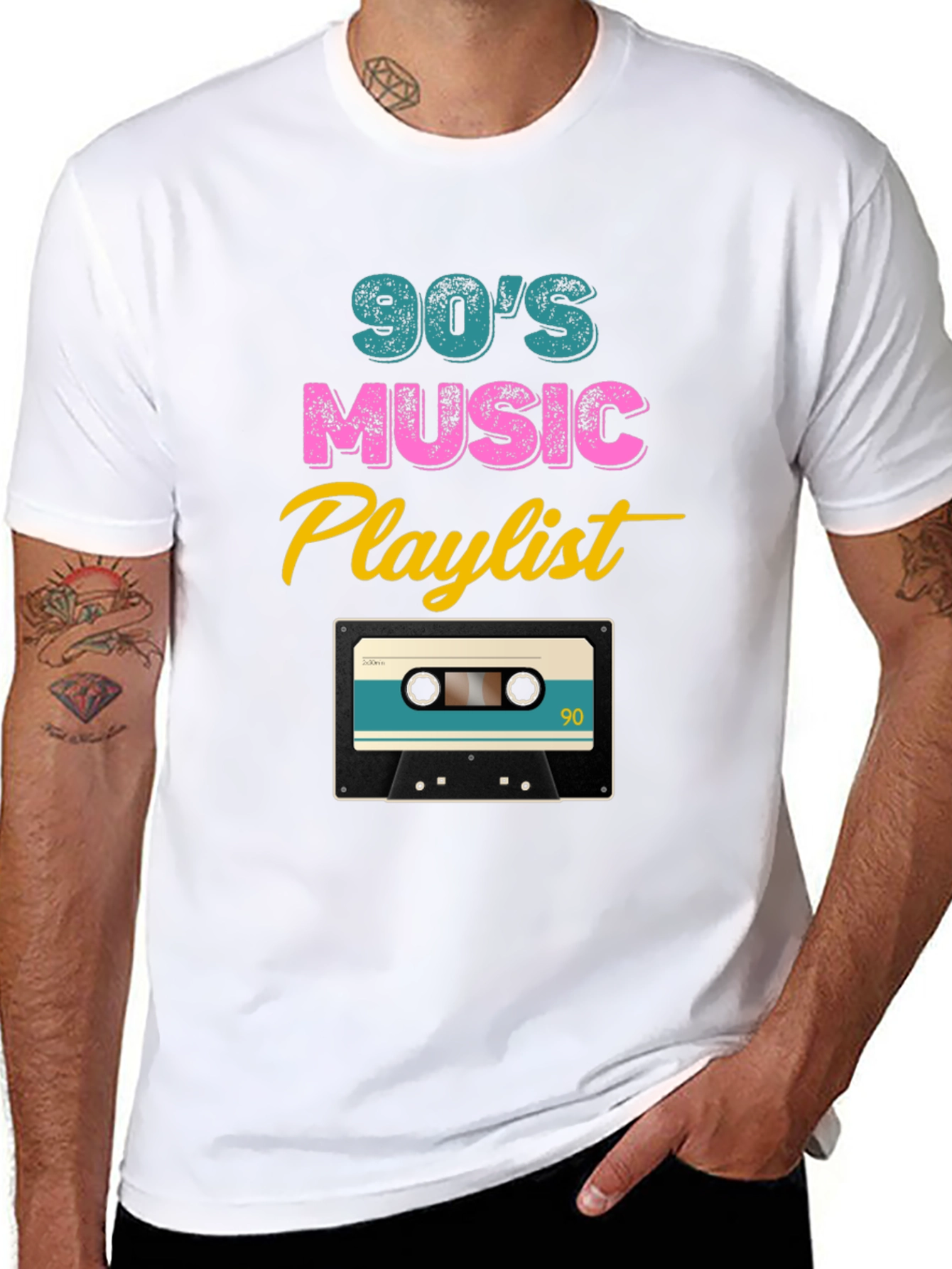 Black 90's Music Playlist Graphic Tee view 8
