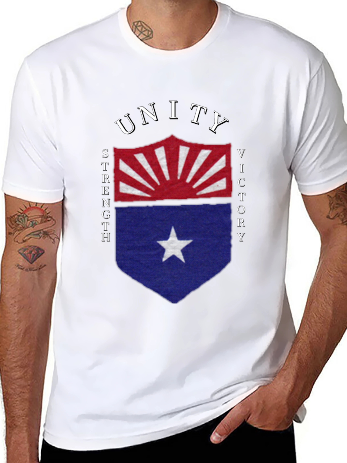 Black Unity Strength Victory Shield Graphic Tee - Soft Cotton Blend view 8