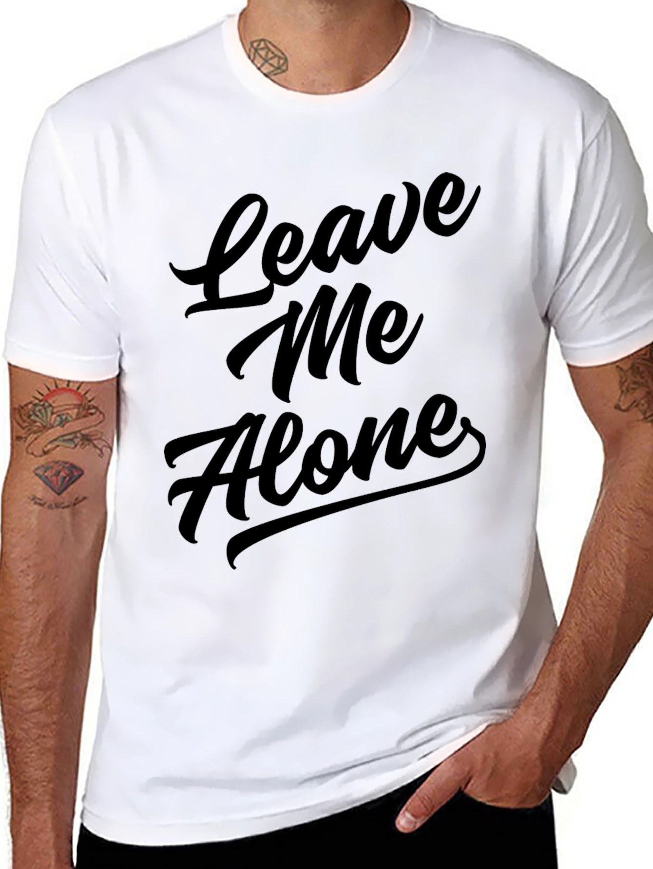 Black Leave Me Alone Black Graphic Tee view 8