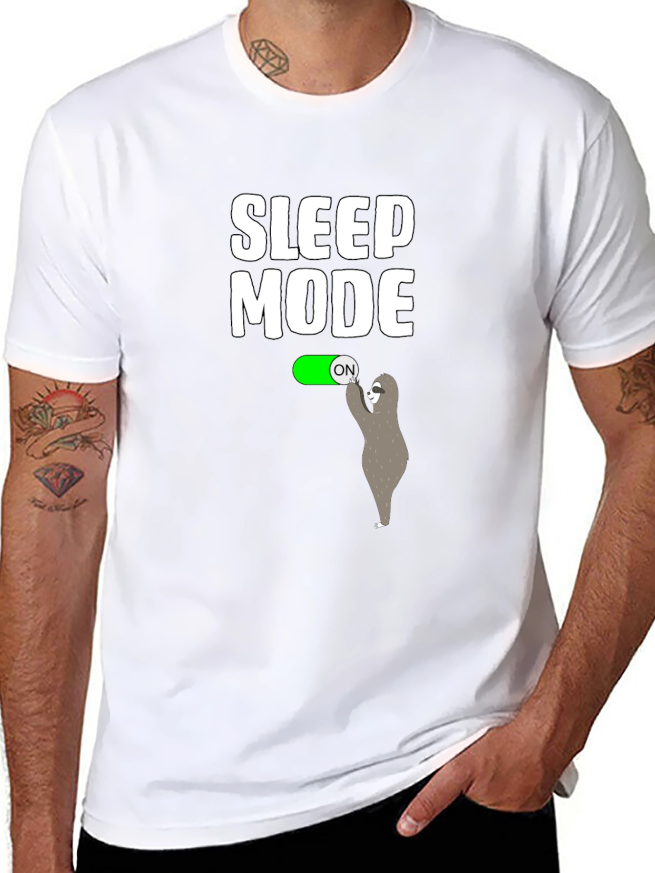 Black Sleep Mode Activated Sloth T-Shirt view 8