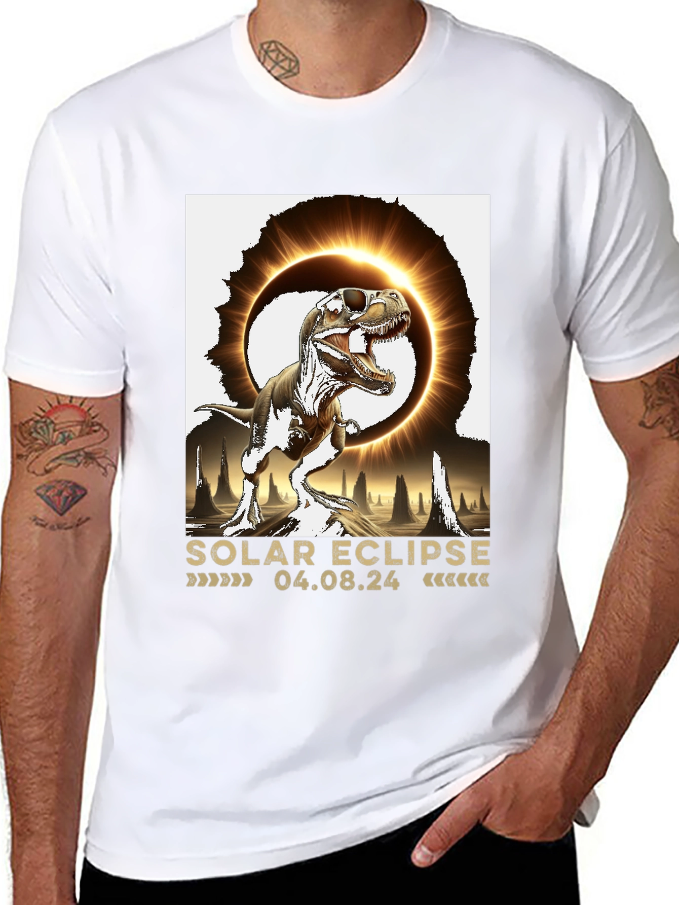 Black Solar Eclipse Dinosaur T-Shirt view 8