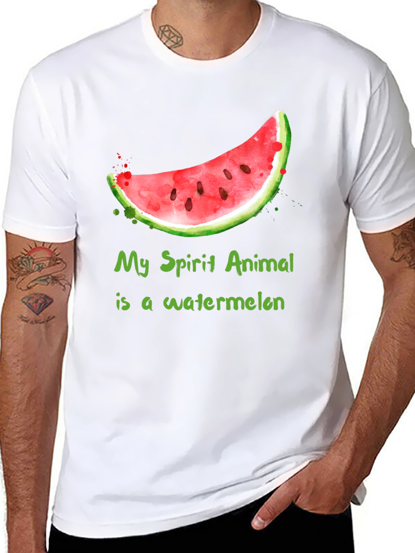 Black Watermelon Spirit Animal T-Shirt - Funny Fruit Tee view 8