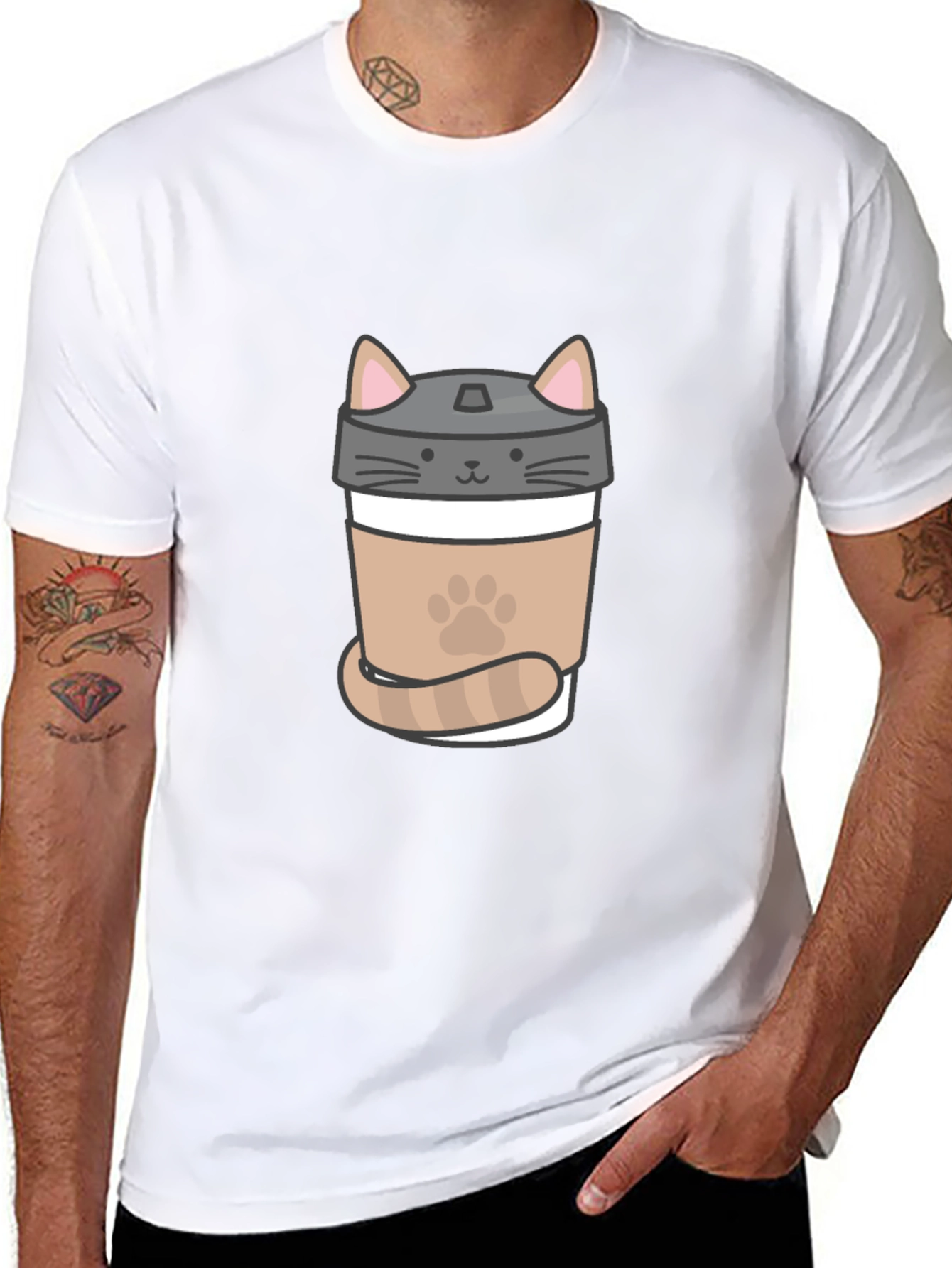 Black Cat Coffee T-Shirt - Cute Coffee Lover Tee view 8
