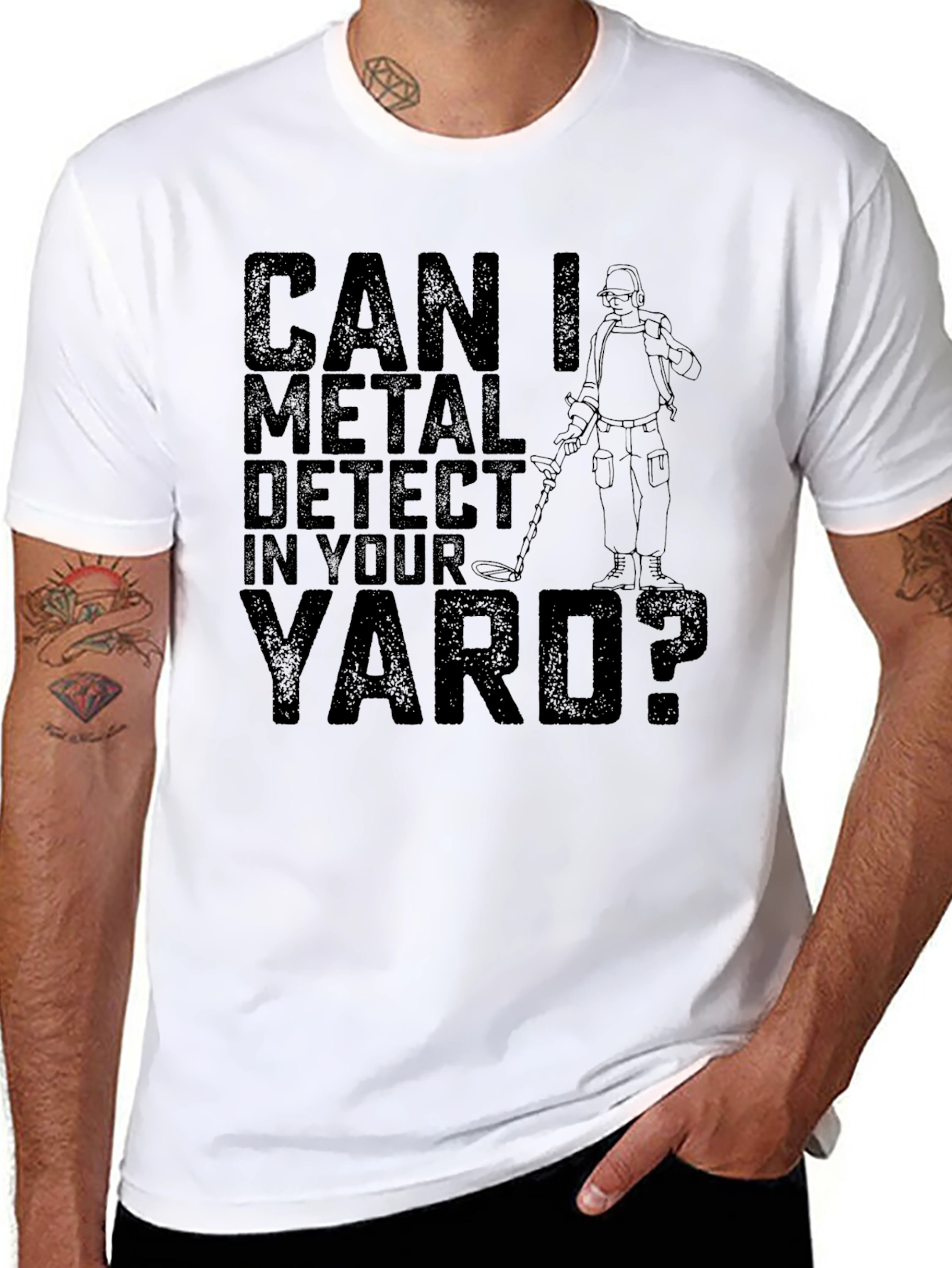 Black Can I Metal Detect In Your Yard Black T-Shirt view 8