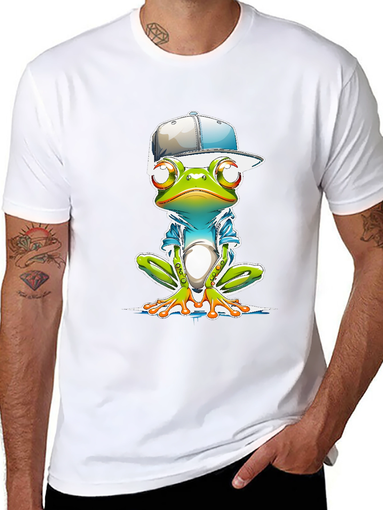 Black Cool Frog Graphic Tee view 8
