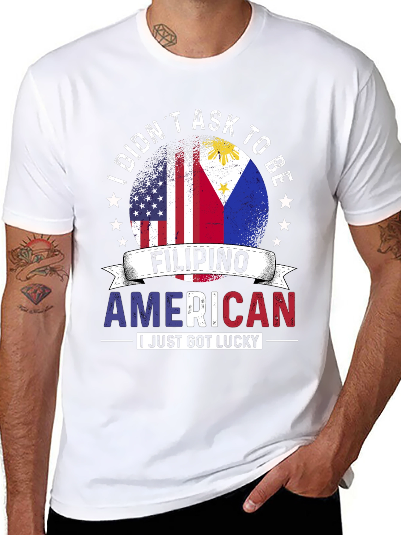 Black Filipino American Lucky T-Shirt view 8