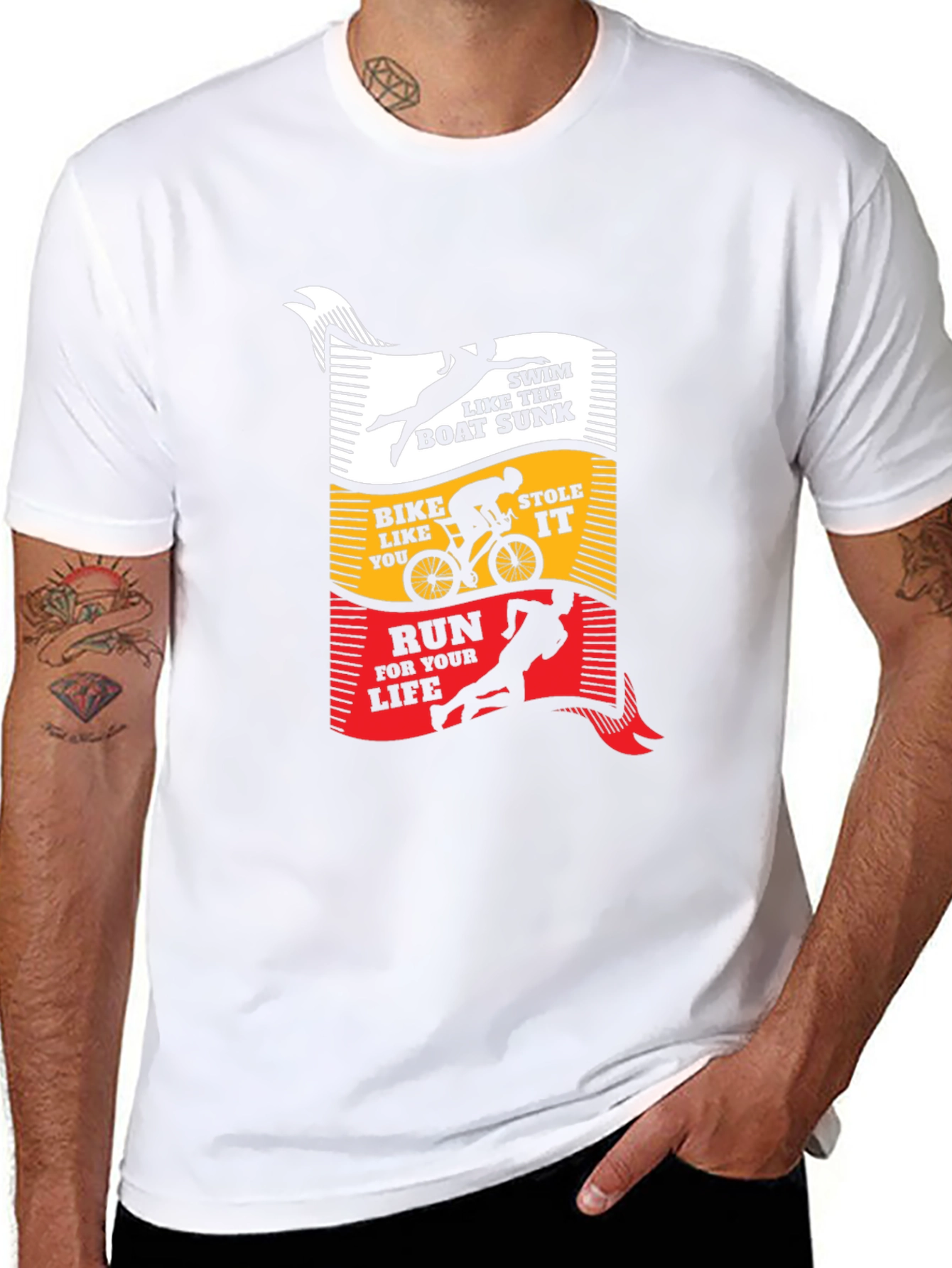 Black Triathlon T-Shirt: Swim, Bike, Run view 8