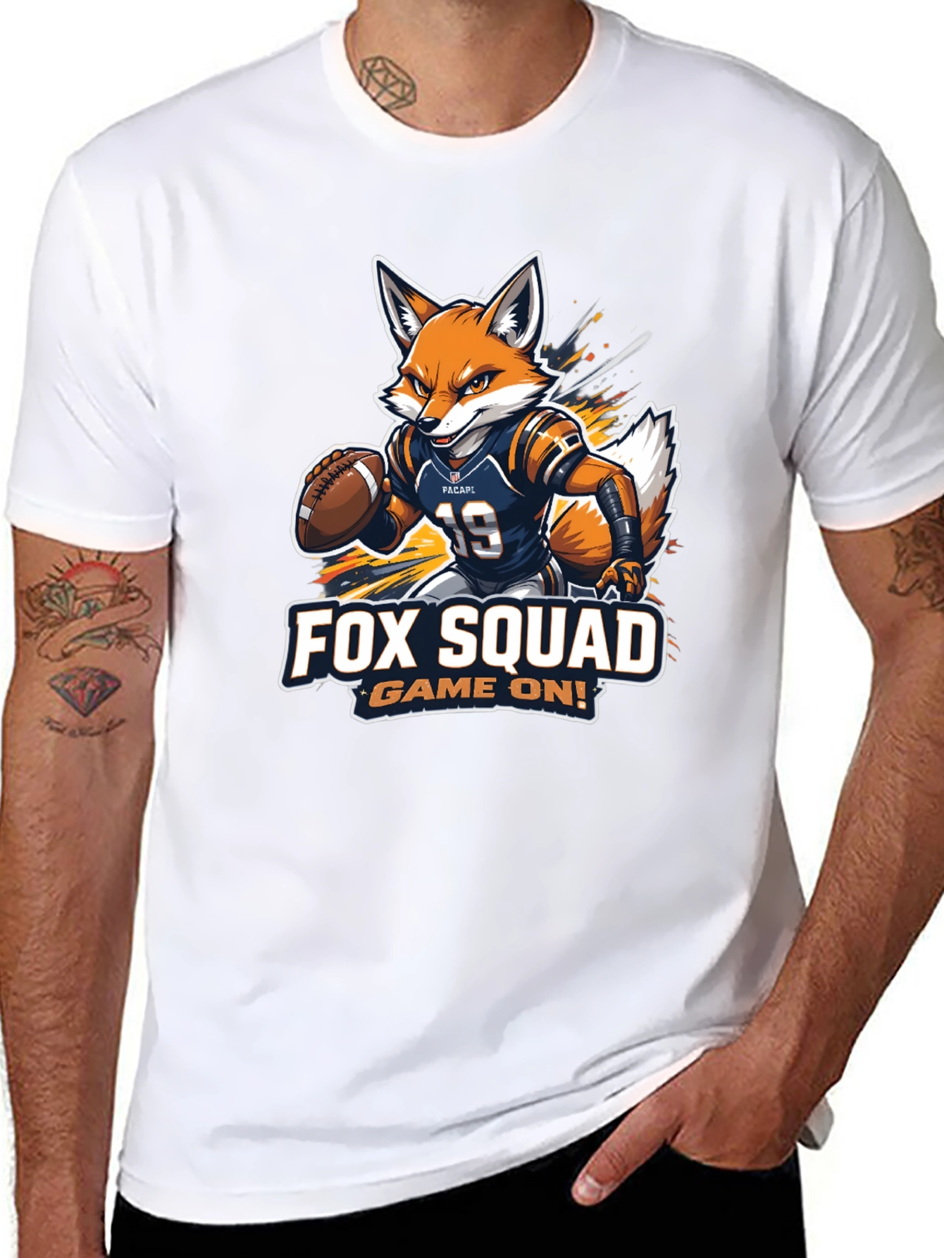 Black Fox Squad Football Game On! Black T-Shirt view 8